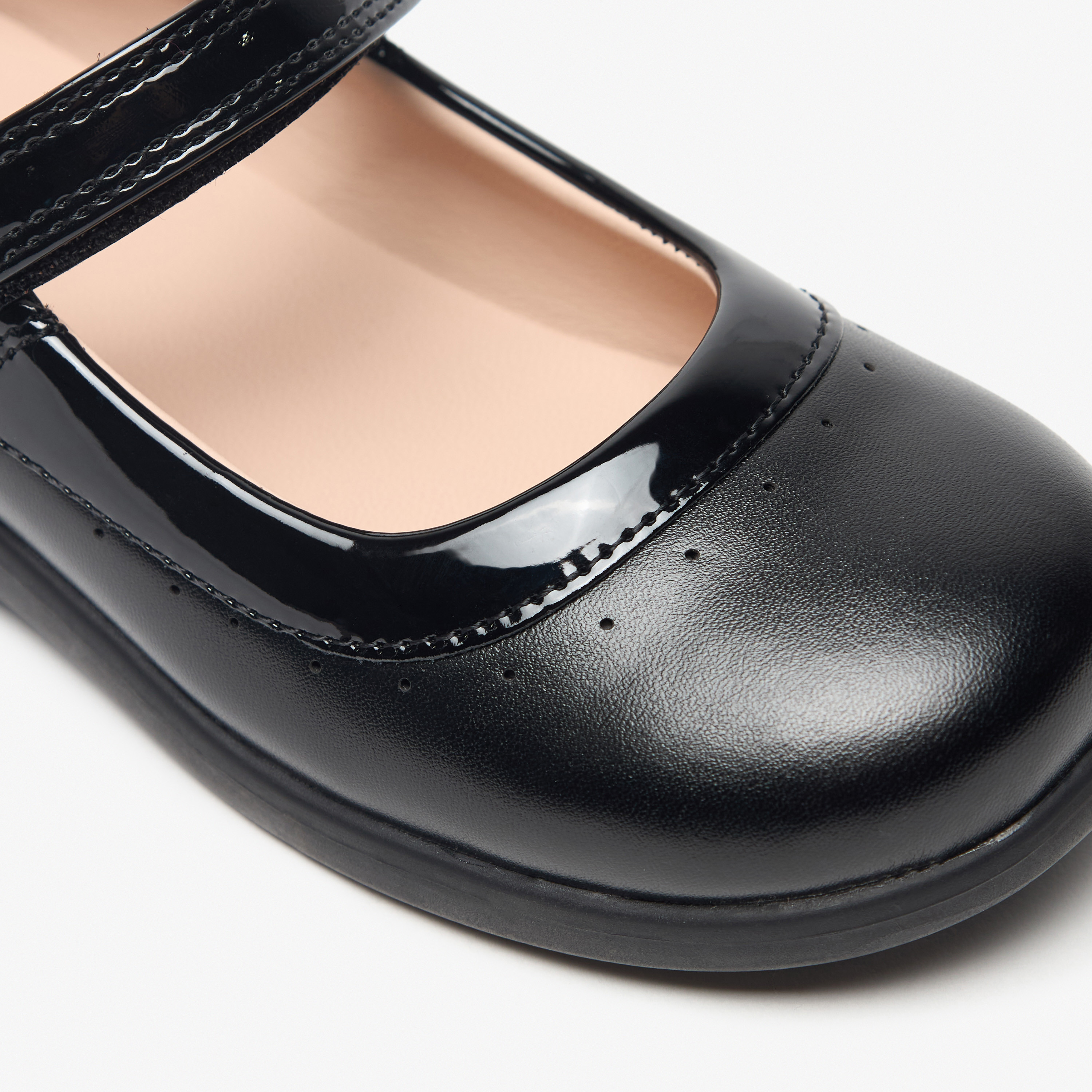 Flora Bella Perforated Mary Jane School Shoes with Hook and Loop Closure-girls-shoes-schoolshoes-image-5