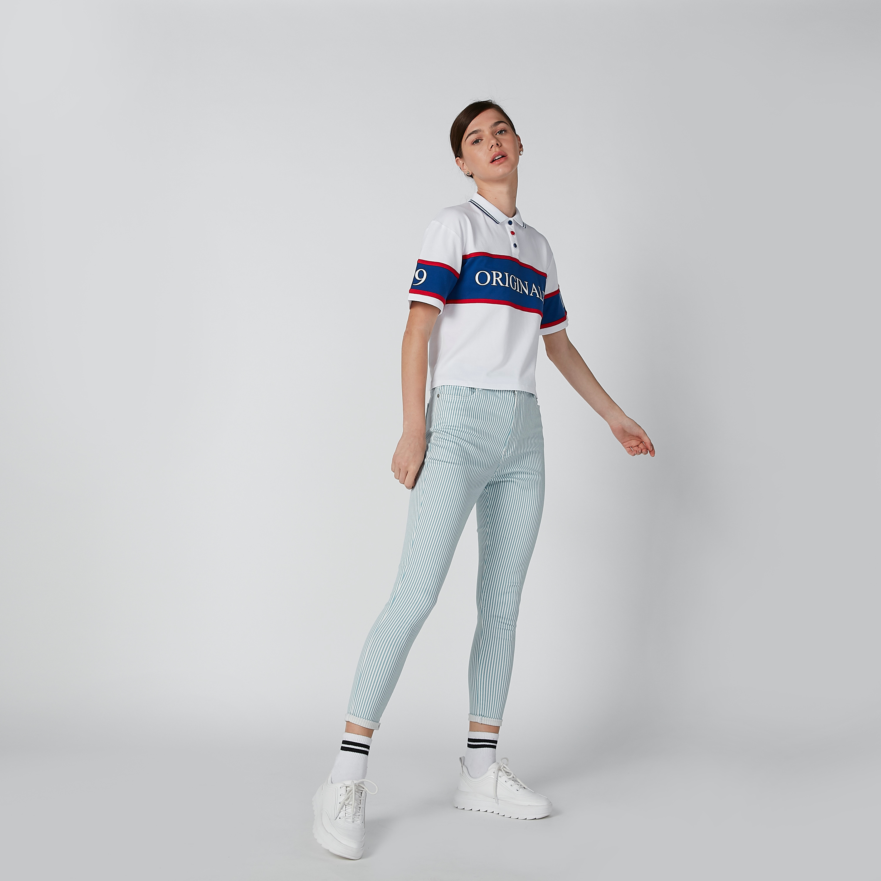 بنطال جينز مقلّم بجيوب وحلقات حزام-women-clothing-bottoms-jeans-image-1