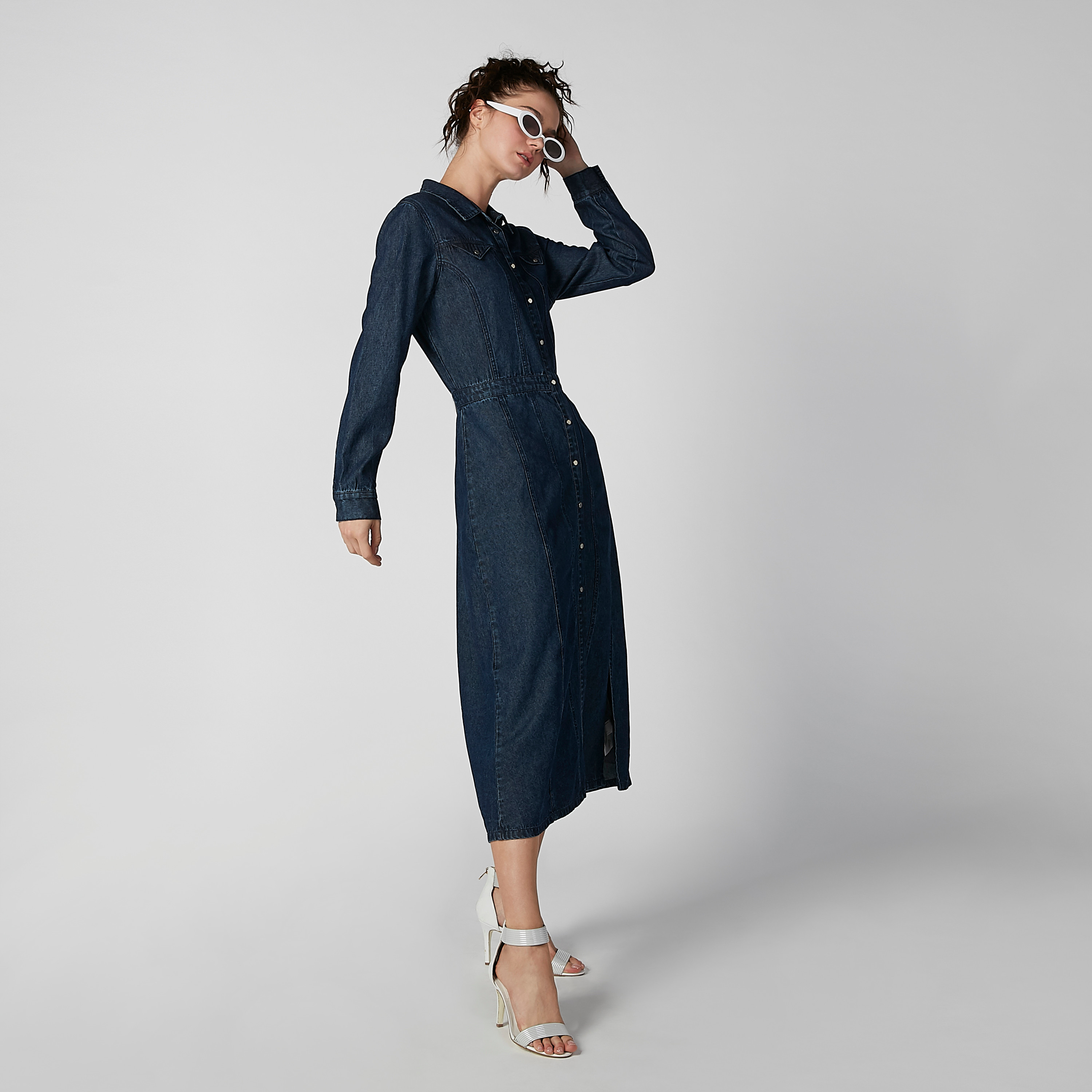 Warehouse plain midi shirt hot sale dress