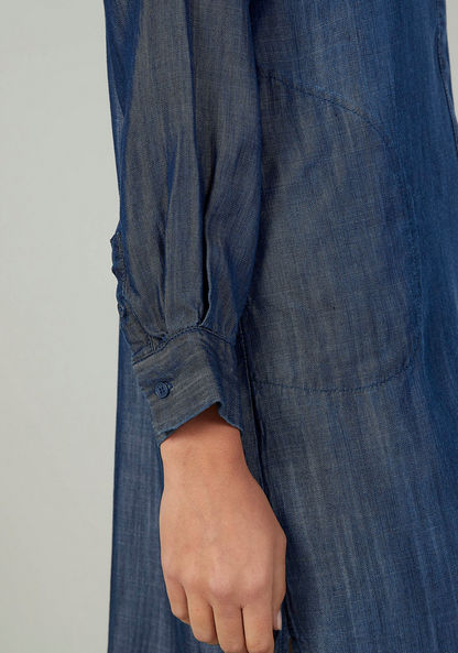 Sustainable Plain Denim Tunic with Long Sleeves