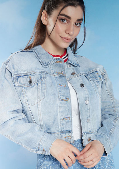Sustainable Denim Jacket with Long sleeves and Flap Pockets