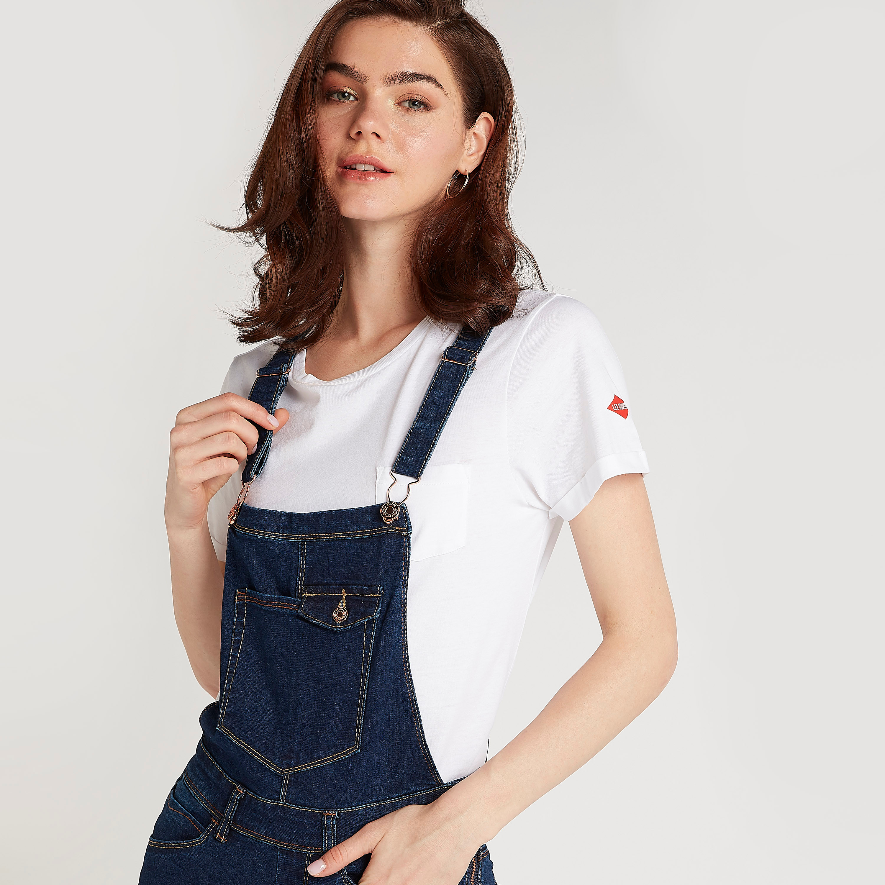 Solid Denim Dungarees with Pockets and Adjustable Straps-women-clothing-jumpsuits-image-5