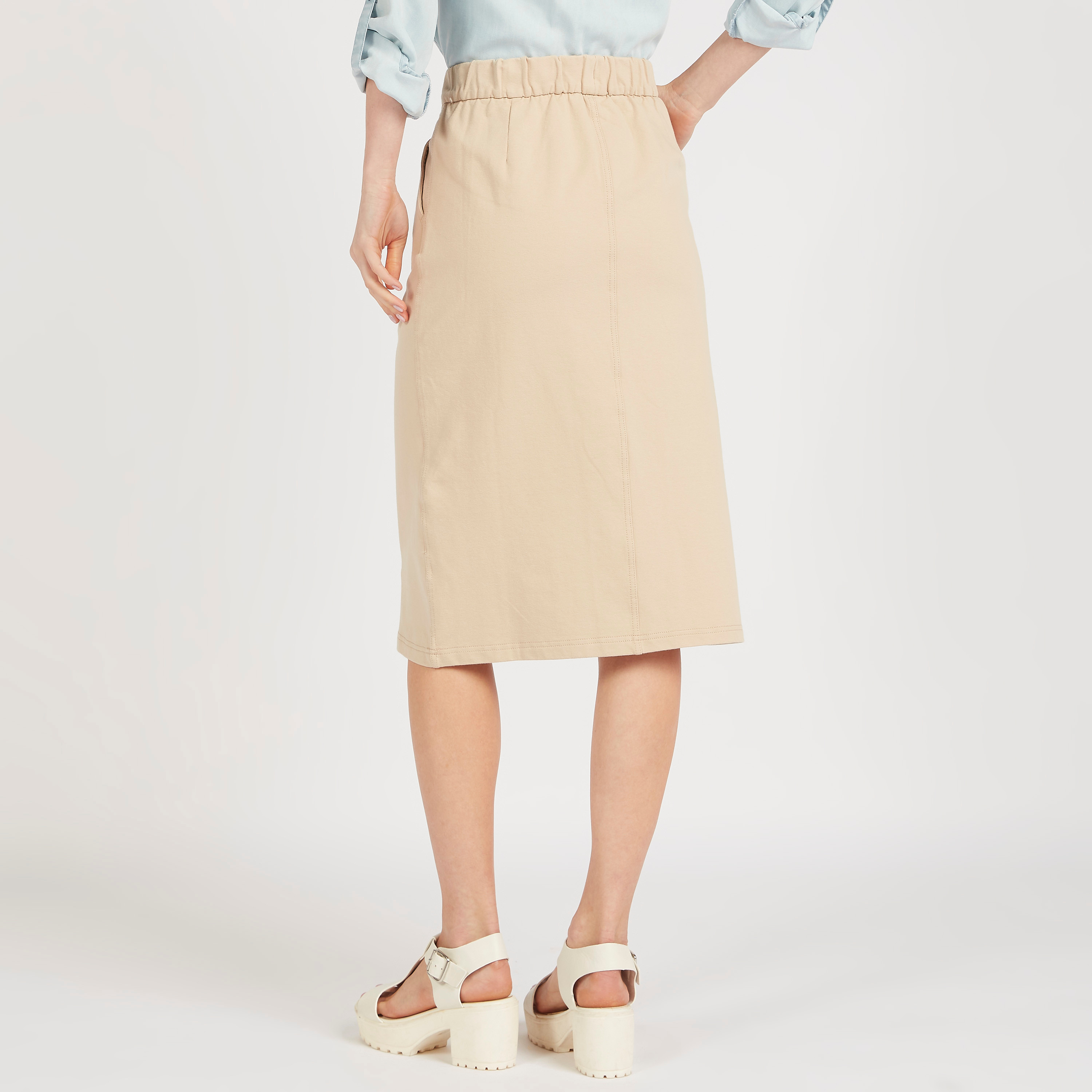 Shop Sustainable Solid Denim Skirt with 