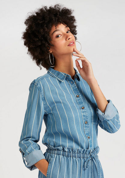 Striped Shirt with Long Sleeves and Pocket