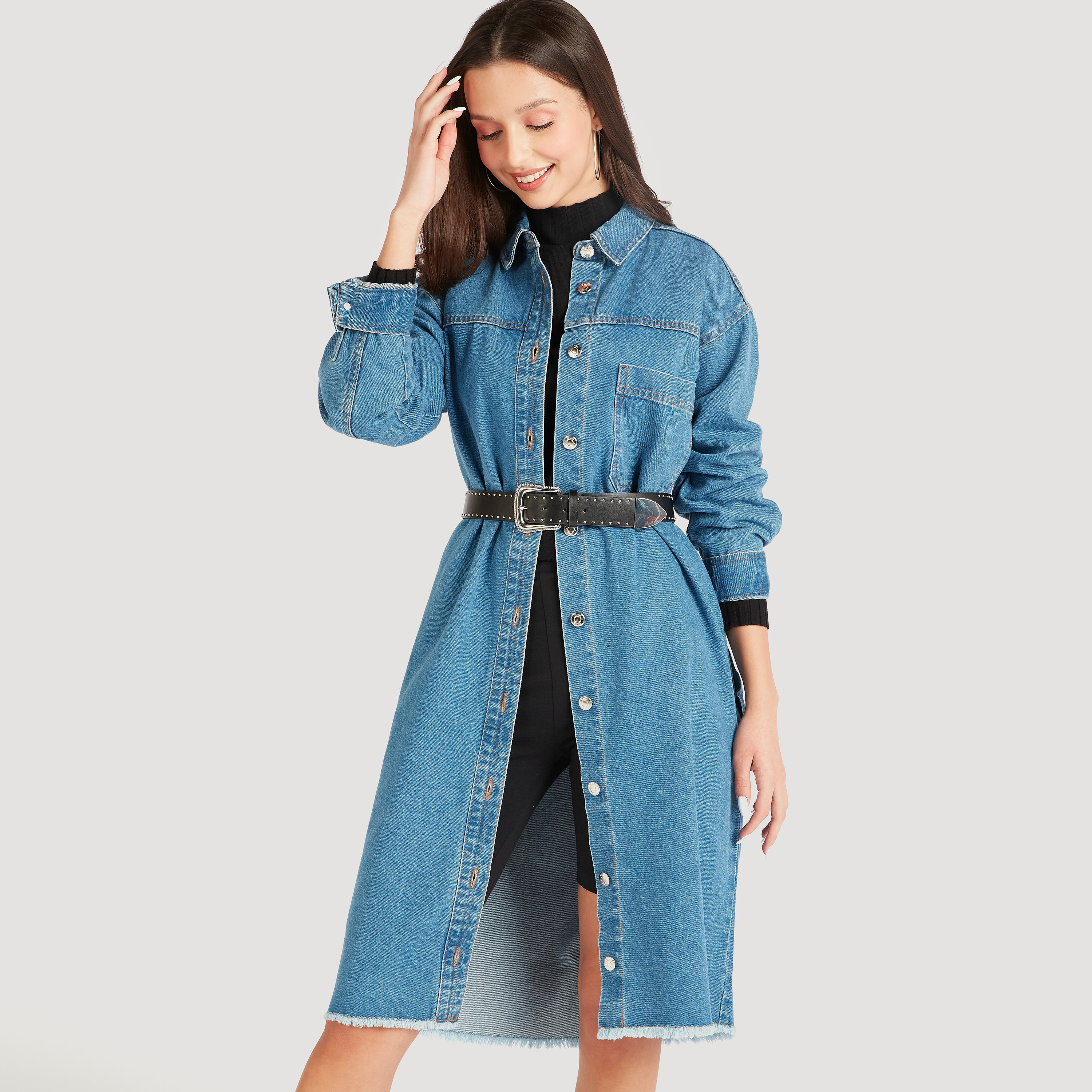 Longline clearance jeans jacket