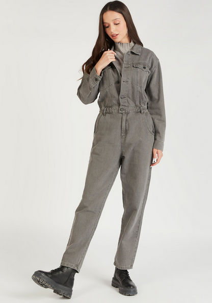 Denim Jumpsuit with Long Sleeves-Jumpsuits & Playsuits-image-0