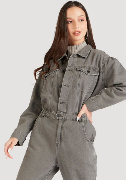 Denim Jumpsuit with Long Sleeves-Jumpsuits & Playsuits-image-2