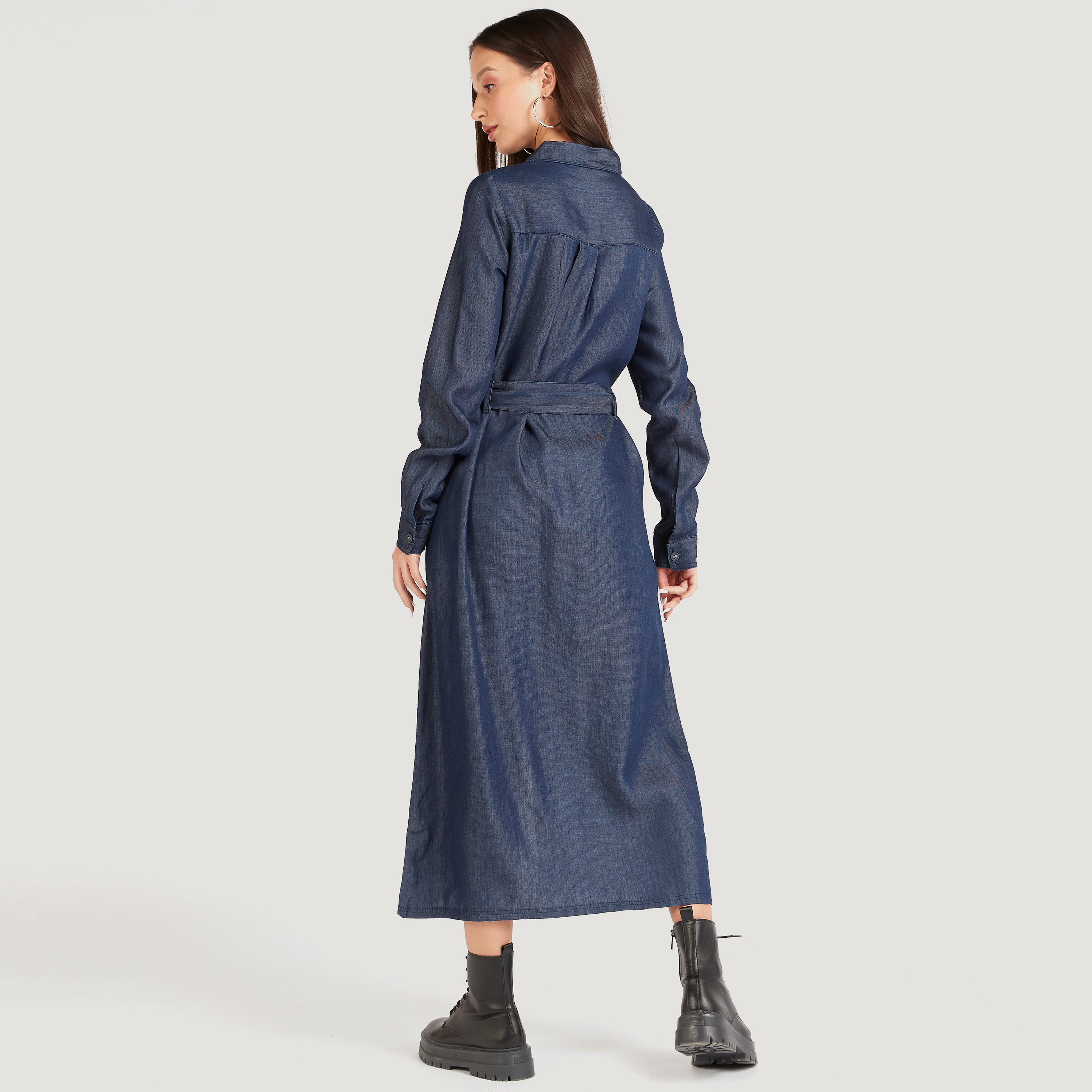 Maxi denim dresses with sleeves hotsell