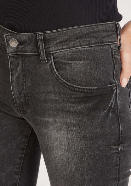 Ripped Mid-Rise Jeans with Button Closure and Pockets-Jeans-image-2