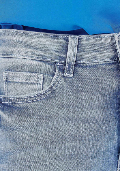 Solid Denim Jeans with Button Closure and Pockets-Jeans-image-2