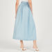Solid Denim Skirt with Buckled Belt and Button Closure-Skirts-thumbnailMobile-3
