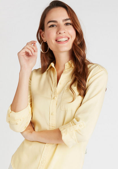 Solid Shirt with Long Sleeves and Button Closure-Shirts & Blouses-image-5