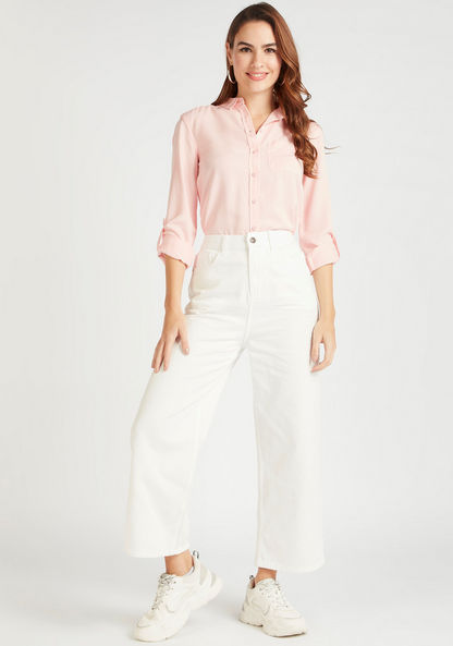 Solid Shirt with Long Sleeves and Button Closure-Shirts & Blouses-image-1