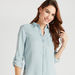 Solid Shirt with Long Sleeves and Button Closure-Shirts & Blouses-thumbnail-2