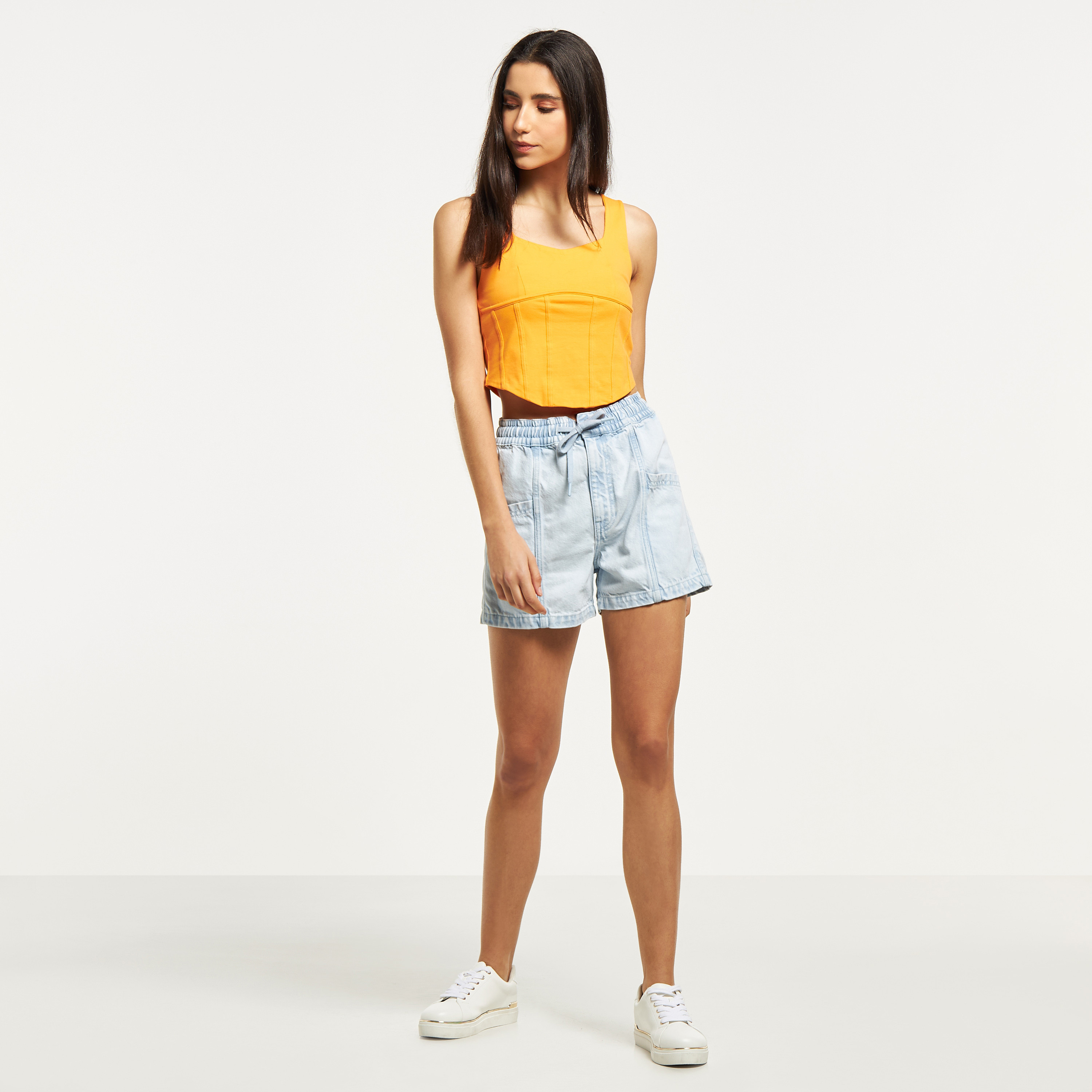 V cut best sale denim shorts