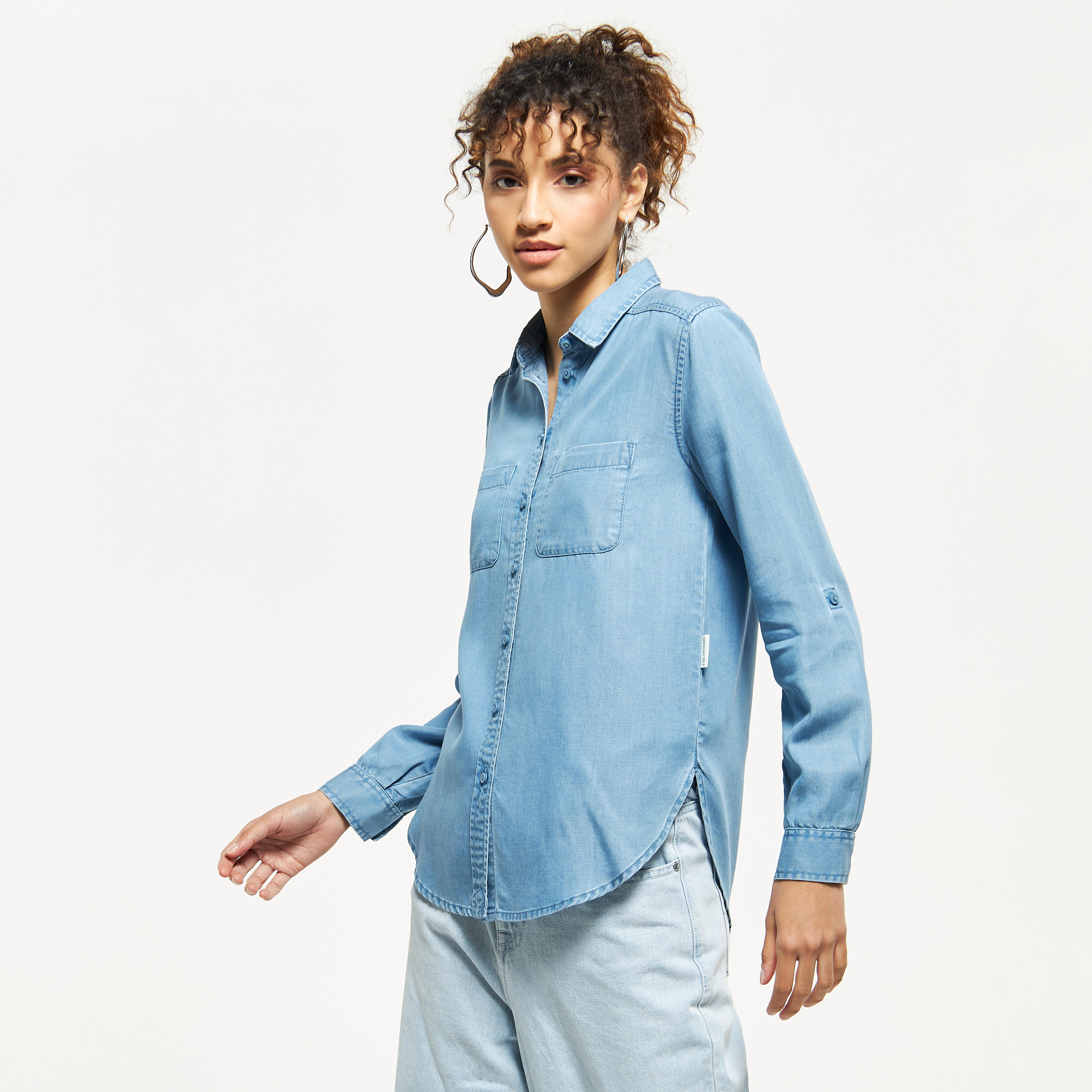 Thin denim hot sale shirt womens