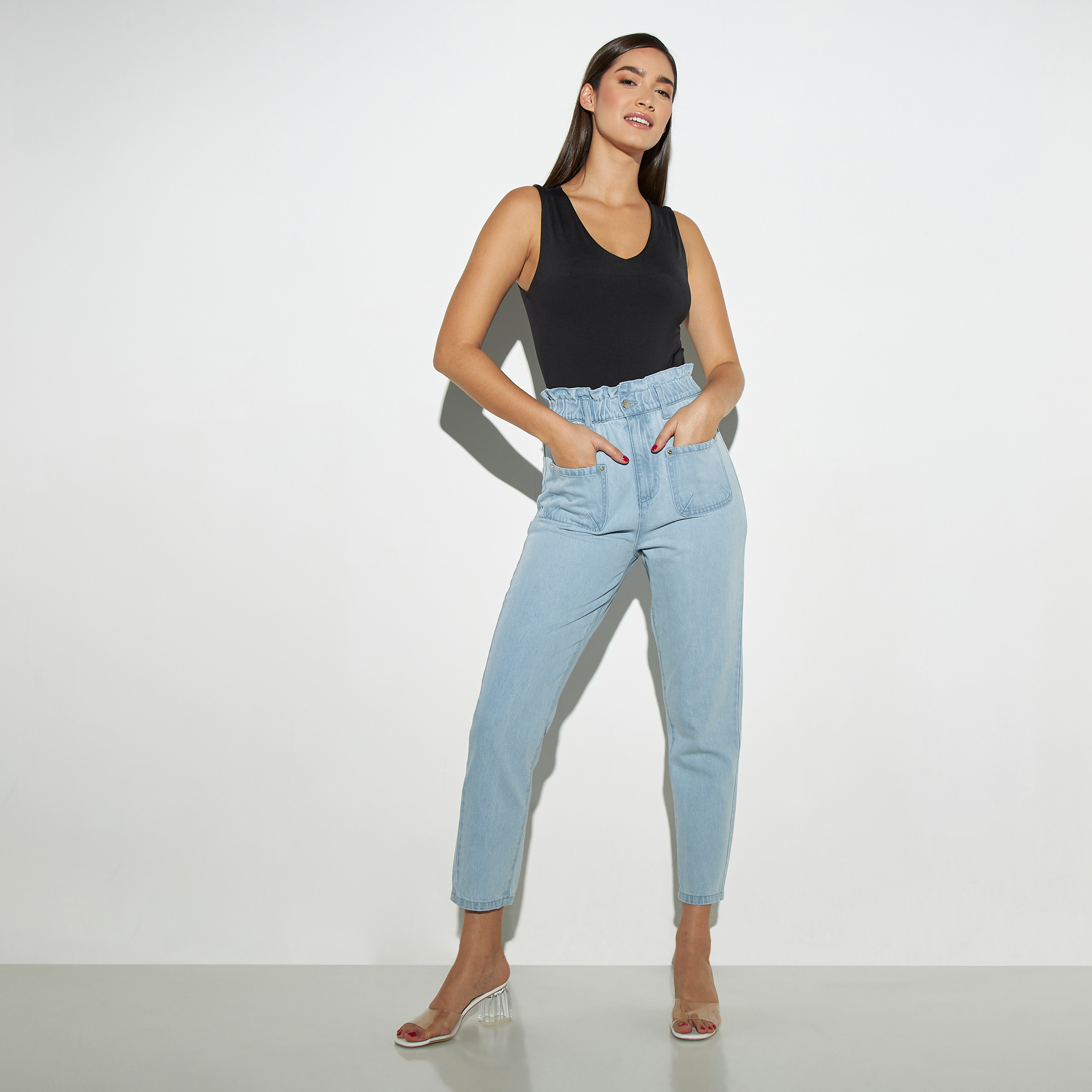 Paper on sale waist jeans