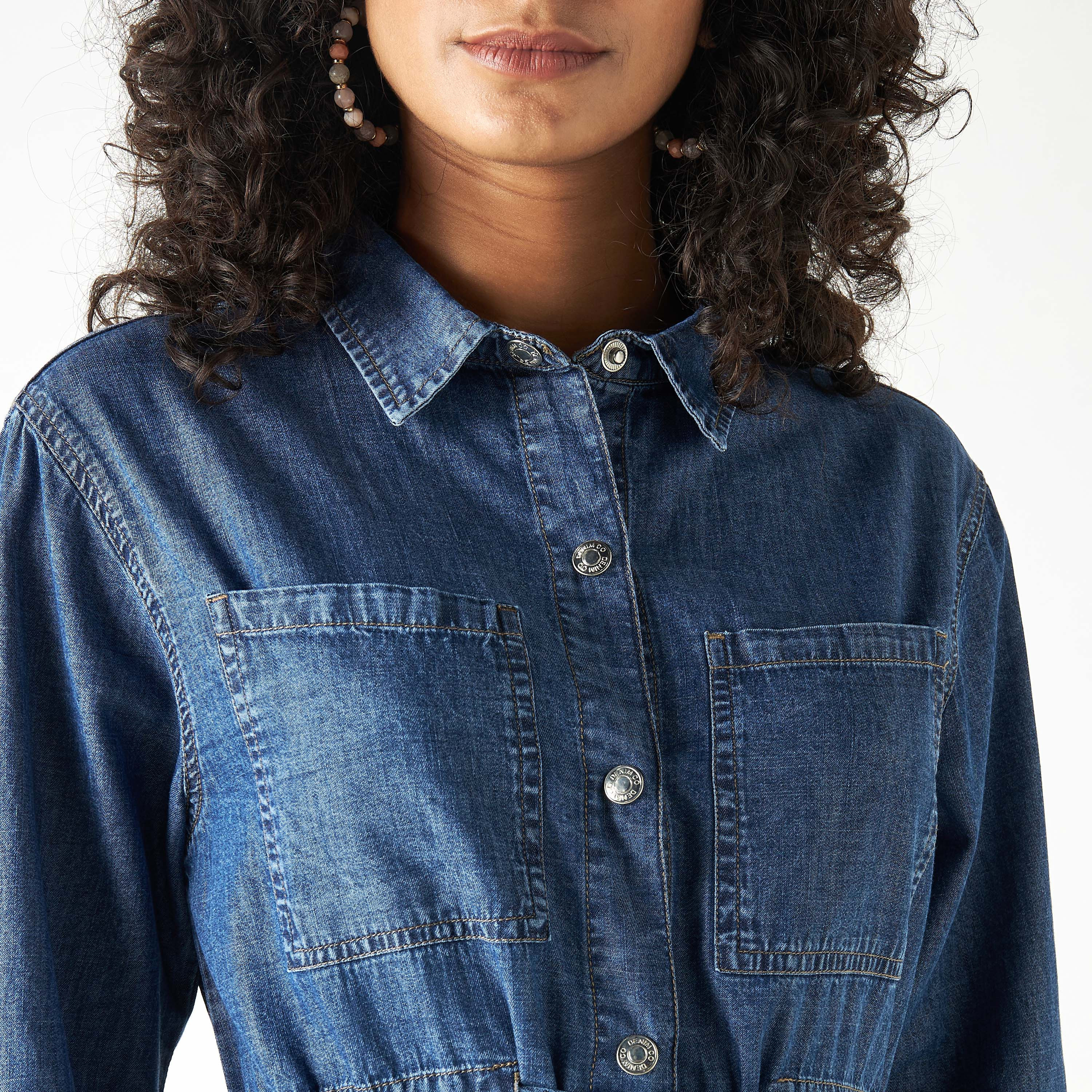 Women's denim store tie up shirt