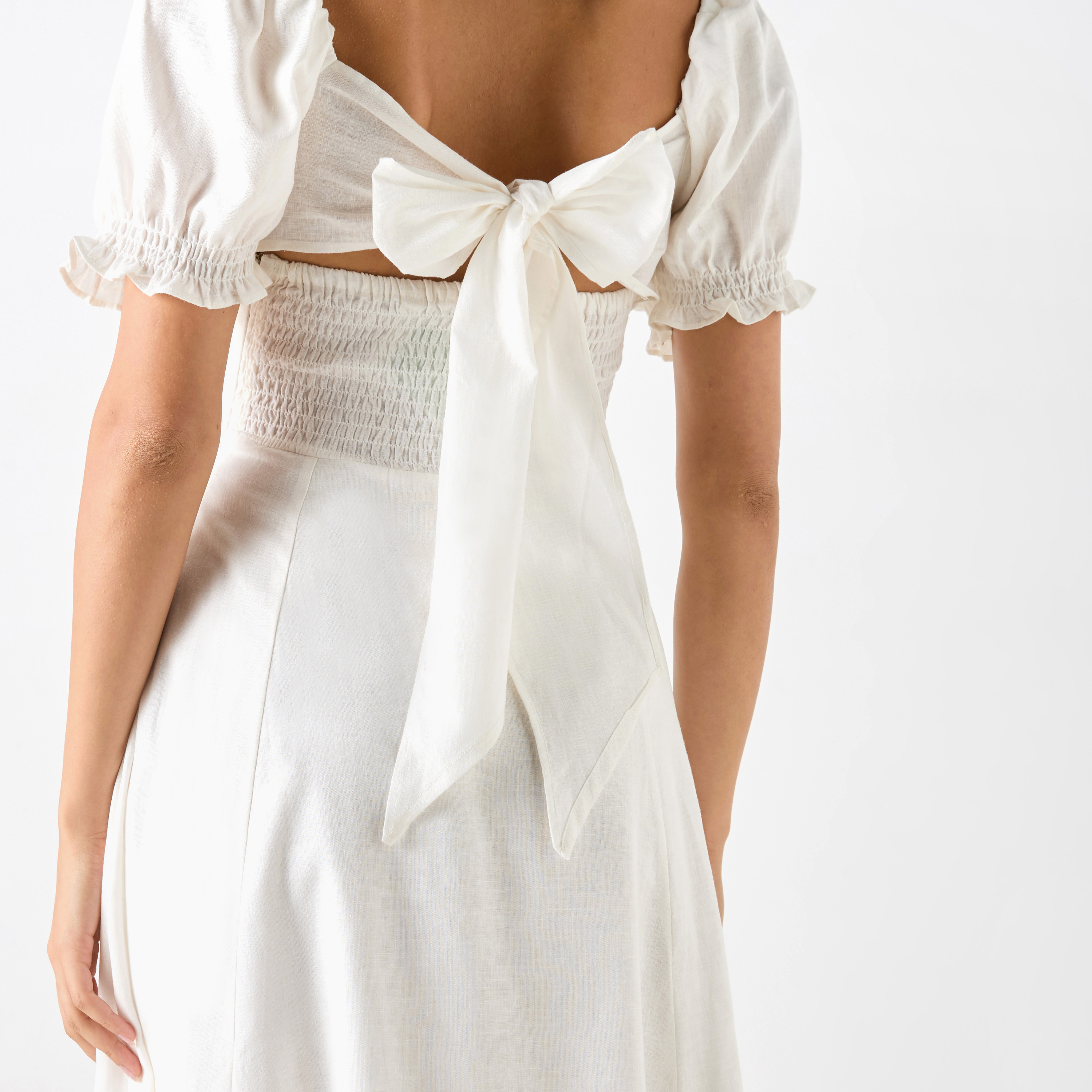 Solid Midi Dress with Square Neck and Short Sleeves-women-clothing-dresses-image-5