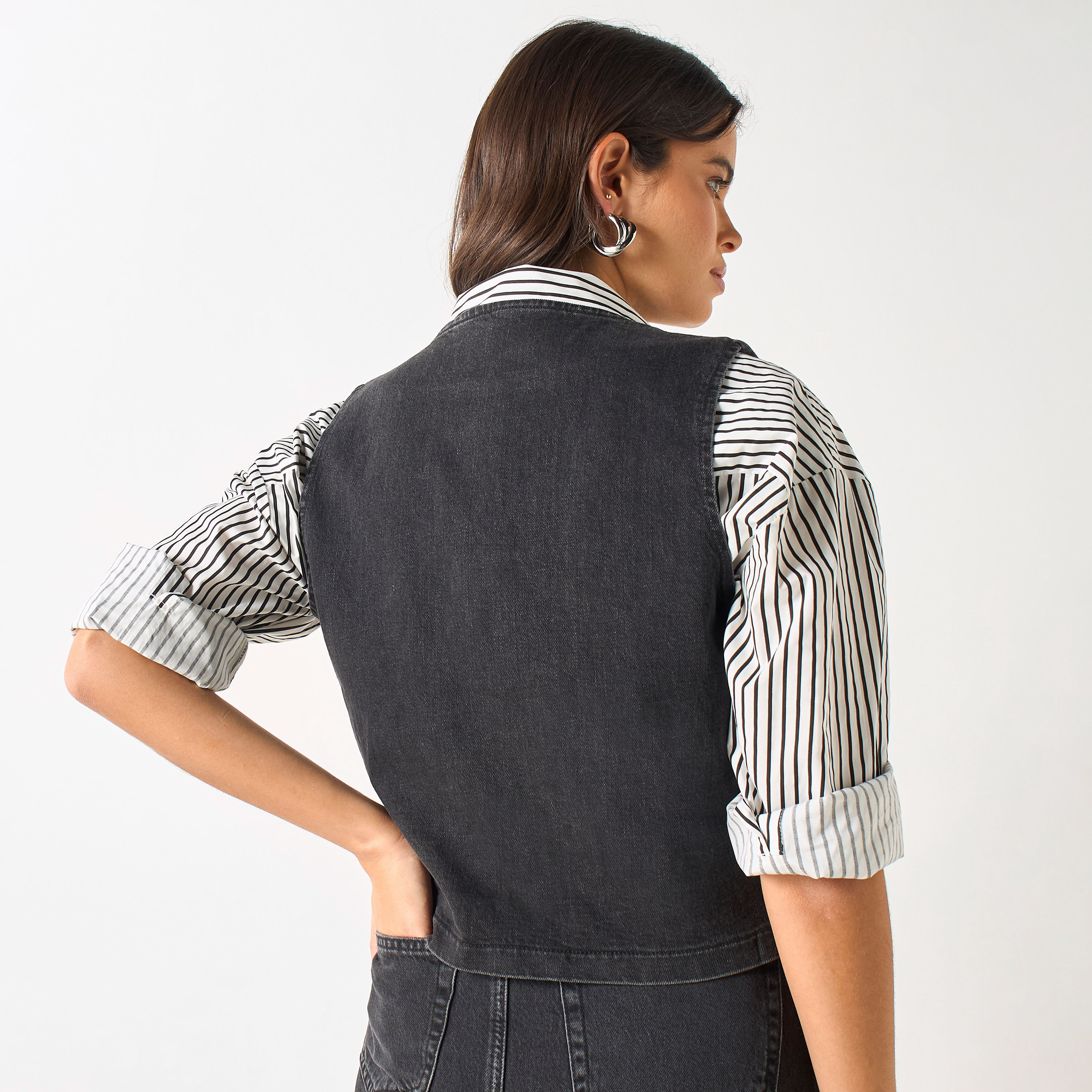 Sleeveless Denim Vest with Button Closure-women-clothing-tshirts-image-3
