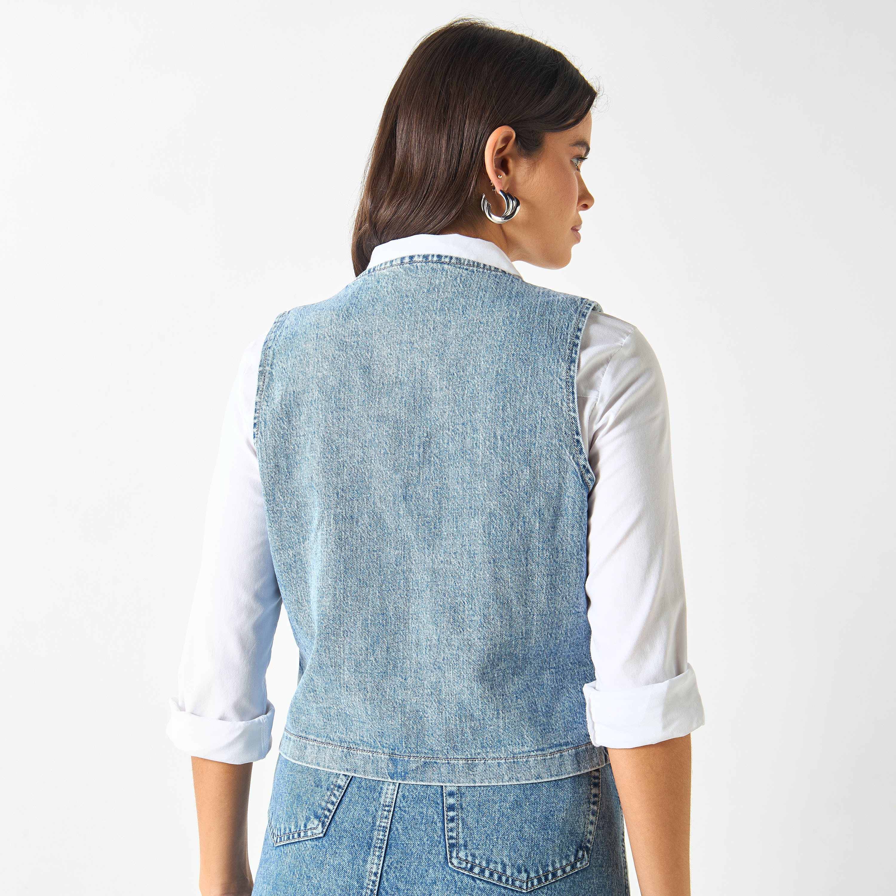 Sleeveless Denim Vest with Button Closure-women-clothing-tshirts-image-8