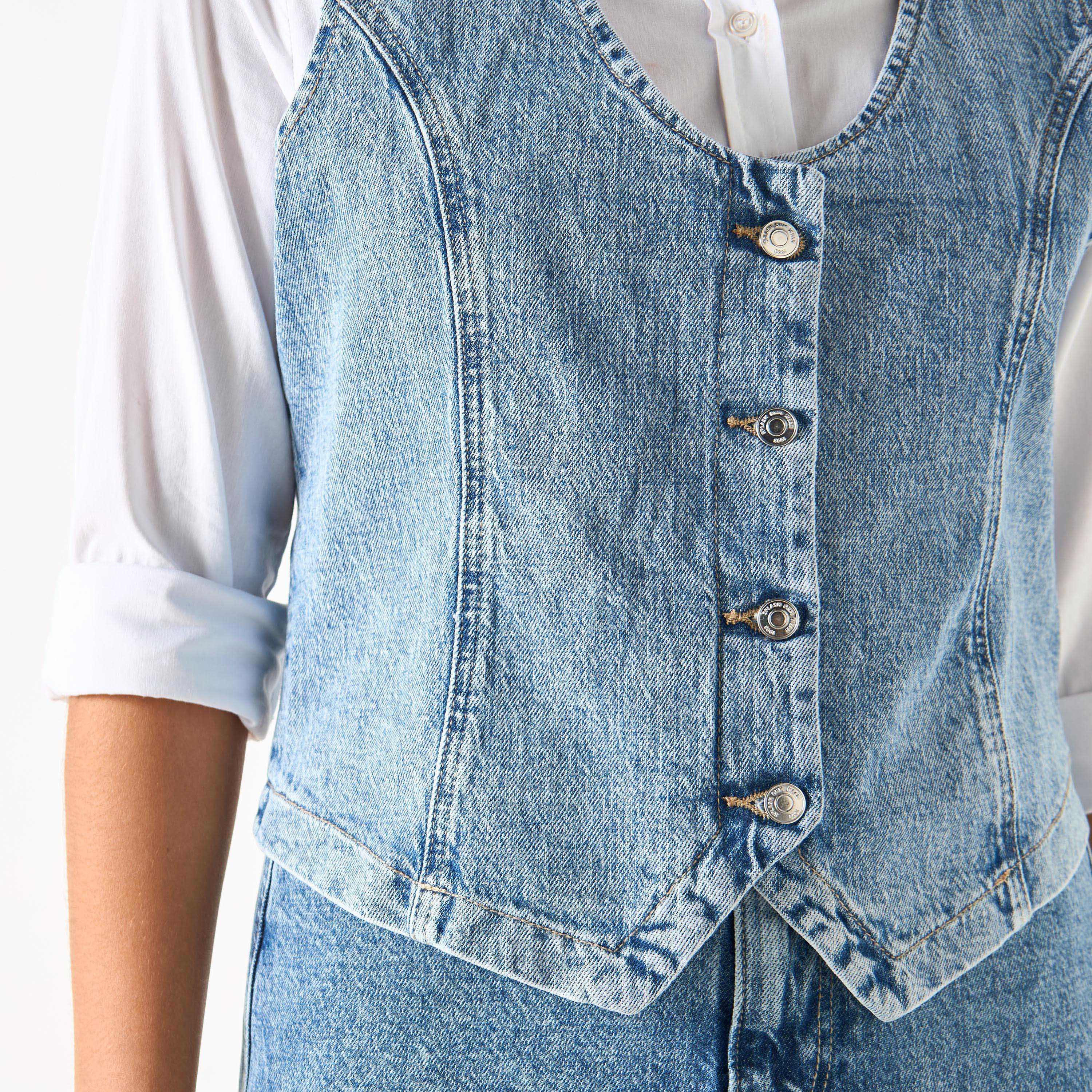 Sleeveless Denim Vest with Button Closure-women-clothing-tshirts-image-9
