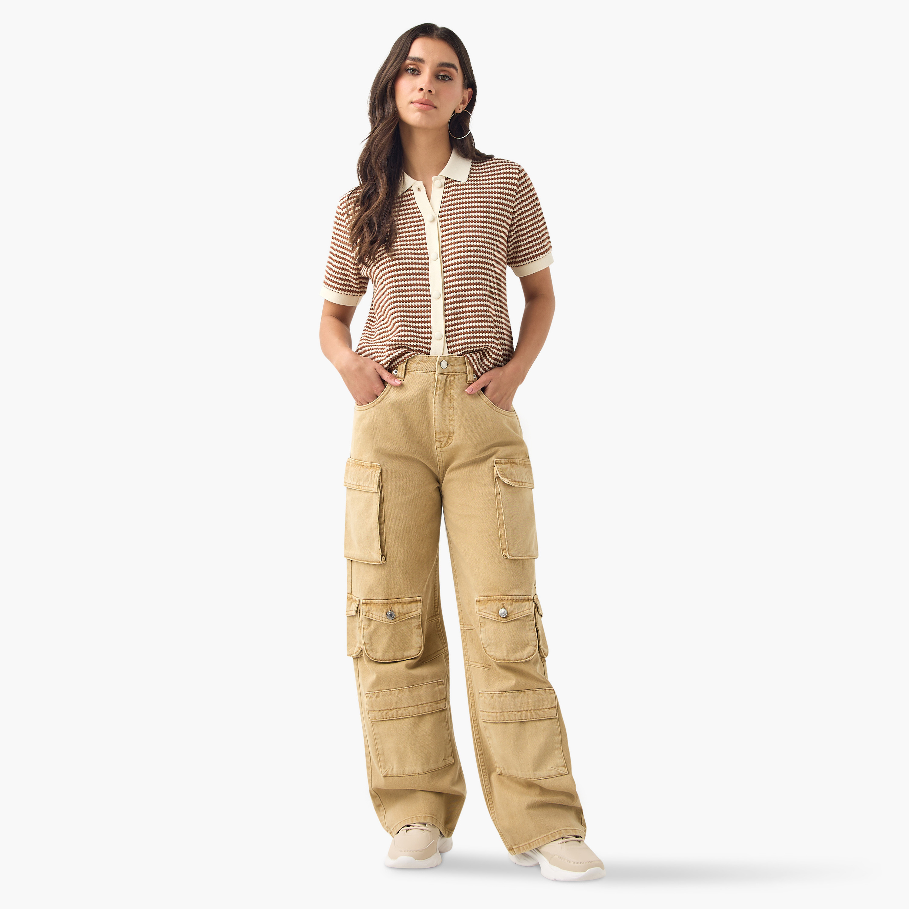 Pocket Detail Cargo Jeans with Adjustable Buckle-women-clothing-bottoms-jeans-image-9
