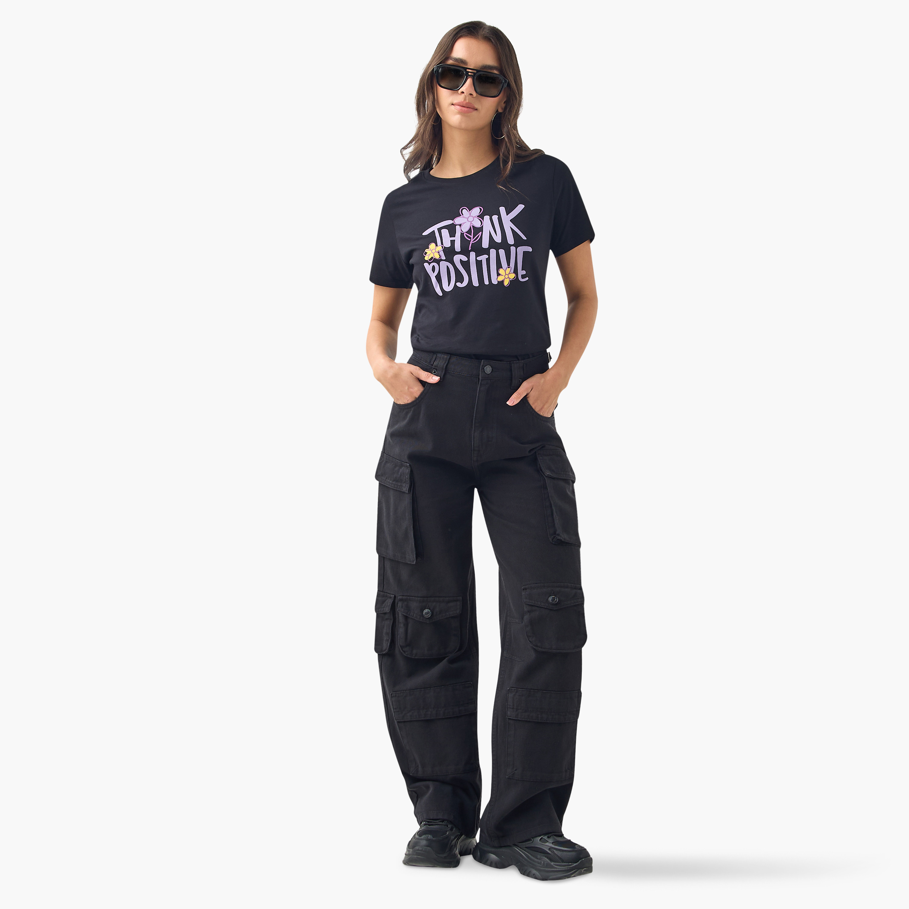 Pocket Detail Cargo Jeans with Adjustable Buckle-women-clothing-bottoms-jeans-image-2