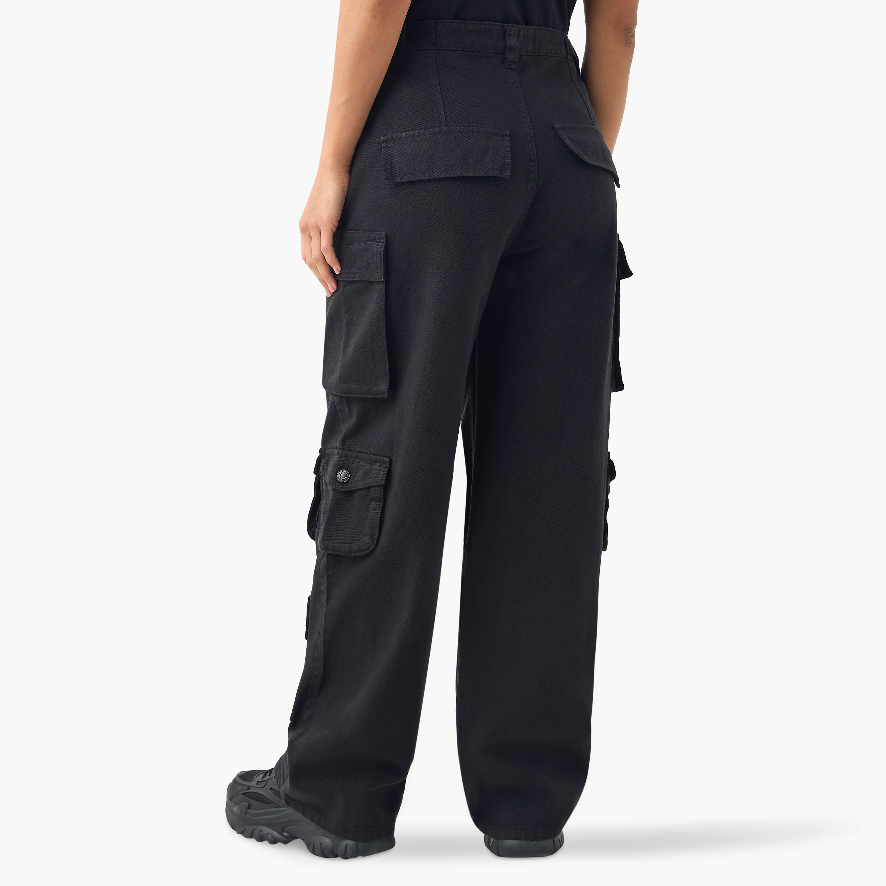 Pocket Detail Cargo Jeans with Adjustable Buckle-women-clothing-bottoms-jeans-image-3