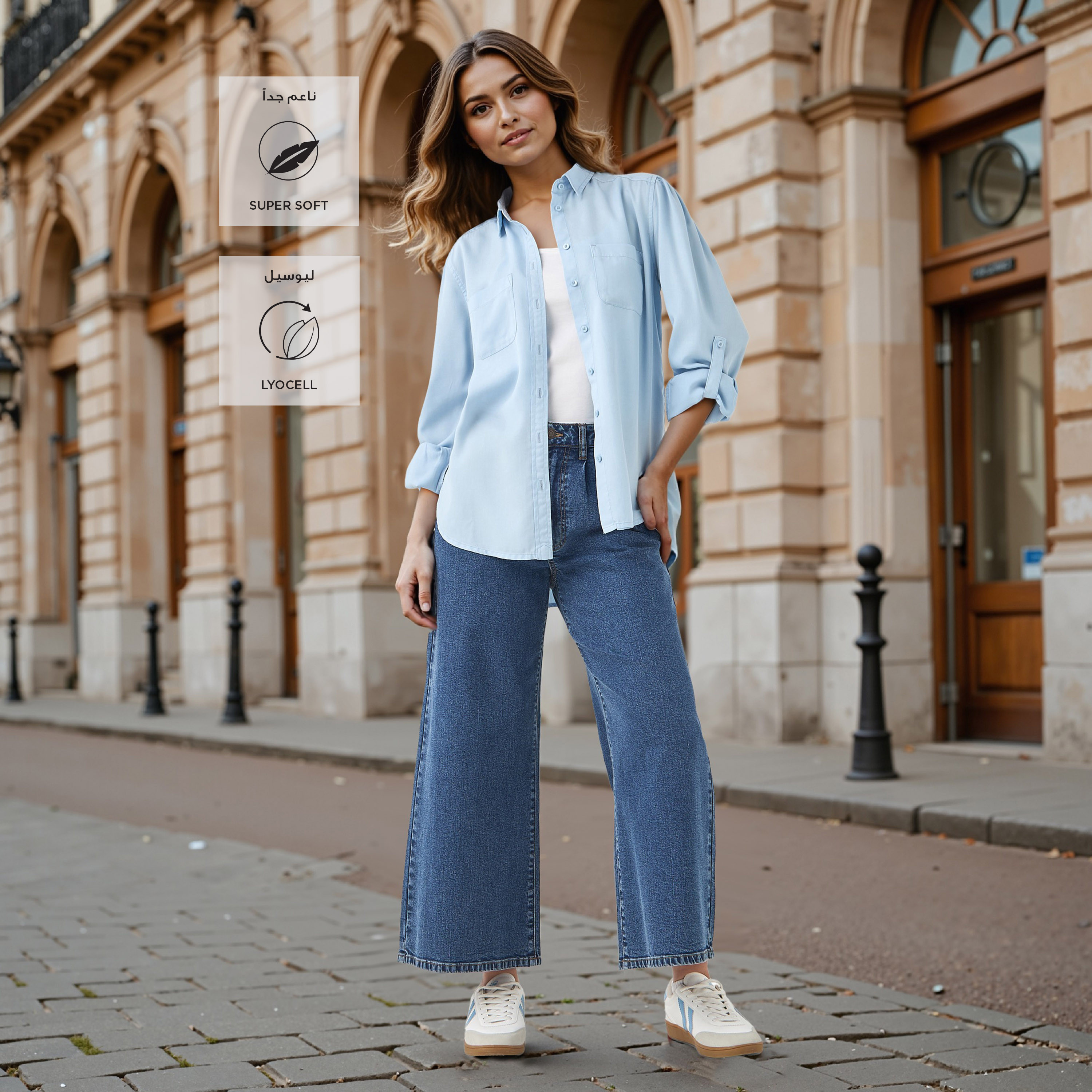 Pocket Detail Shirt with Roll-Up Sleeves-women-clothing-shirtsandblouses-shirts-image-2