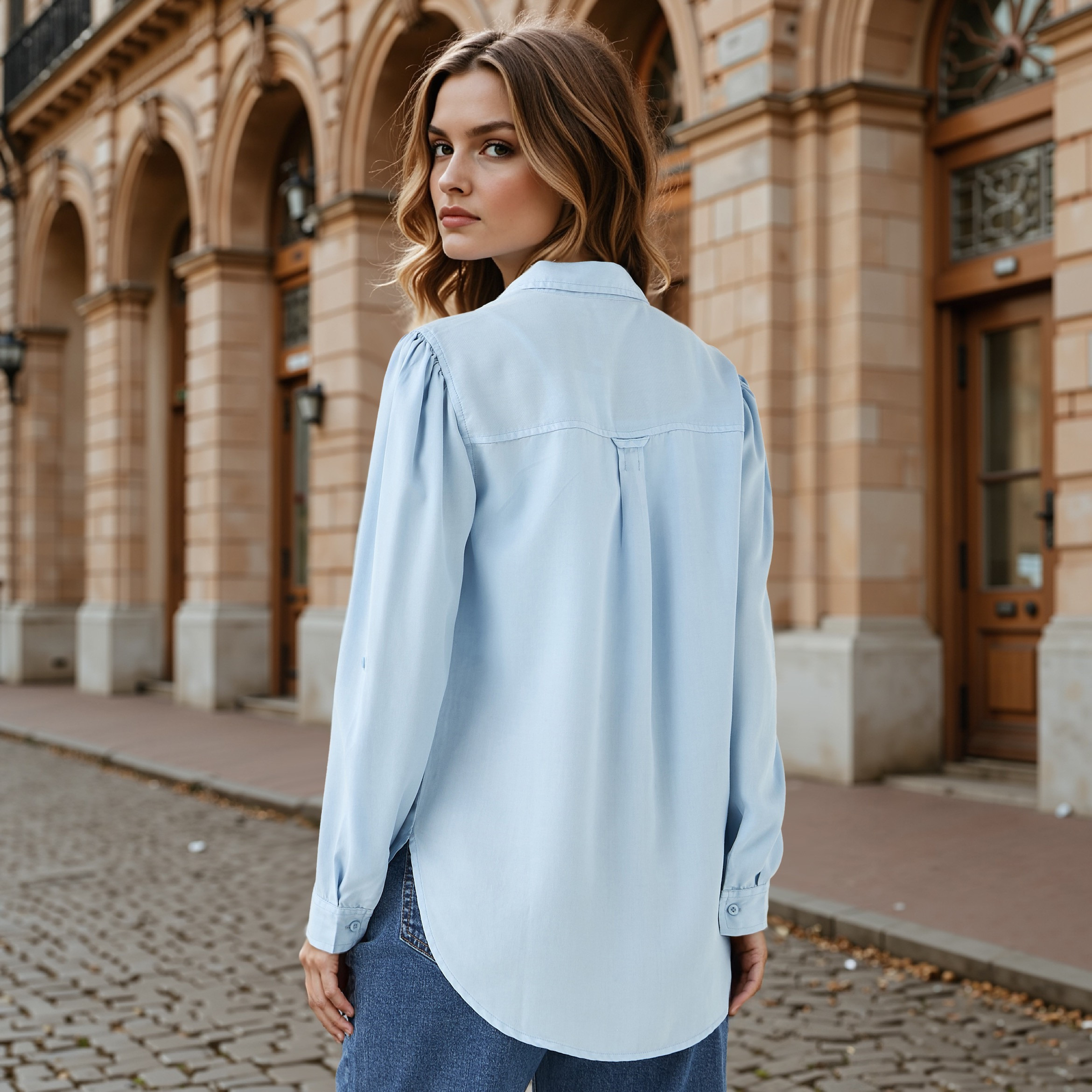 Pocket Detail Shirt with Roll-Up Sleeves-women-clothing-shirtsandblouses-shirts-image-3