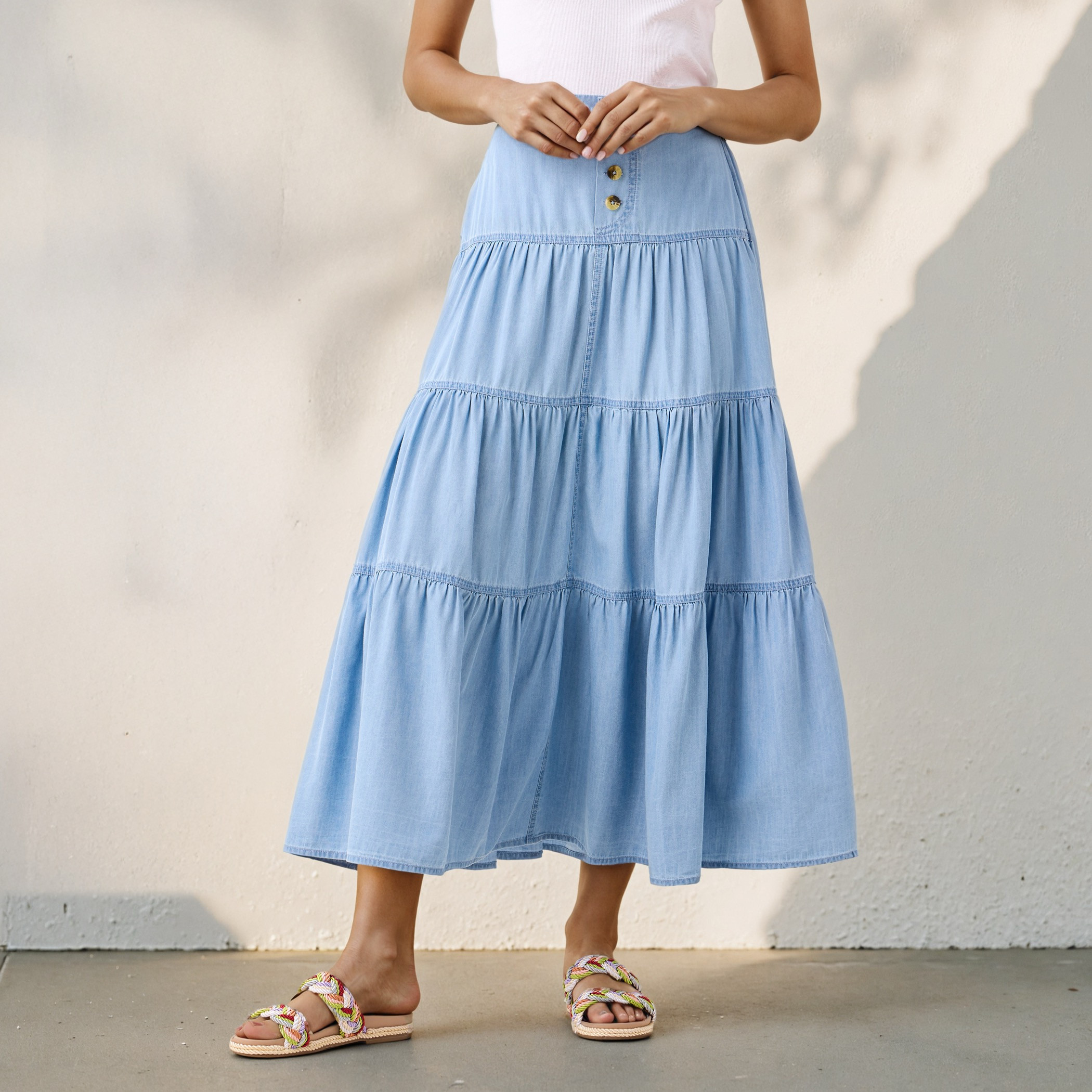 تنورة دنيم ماكسي متعددة الطبقات-women-clothing-bottoms-skirts-image-1