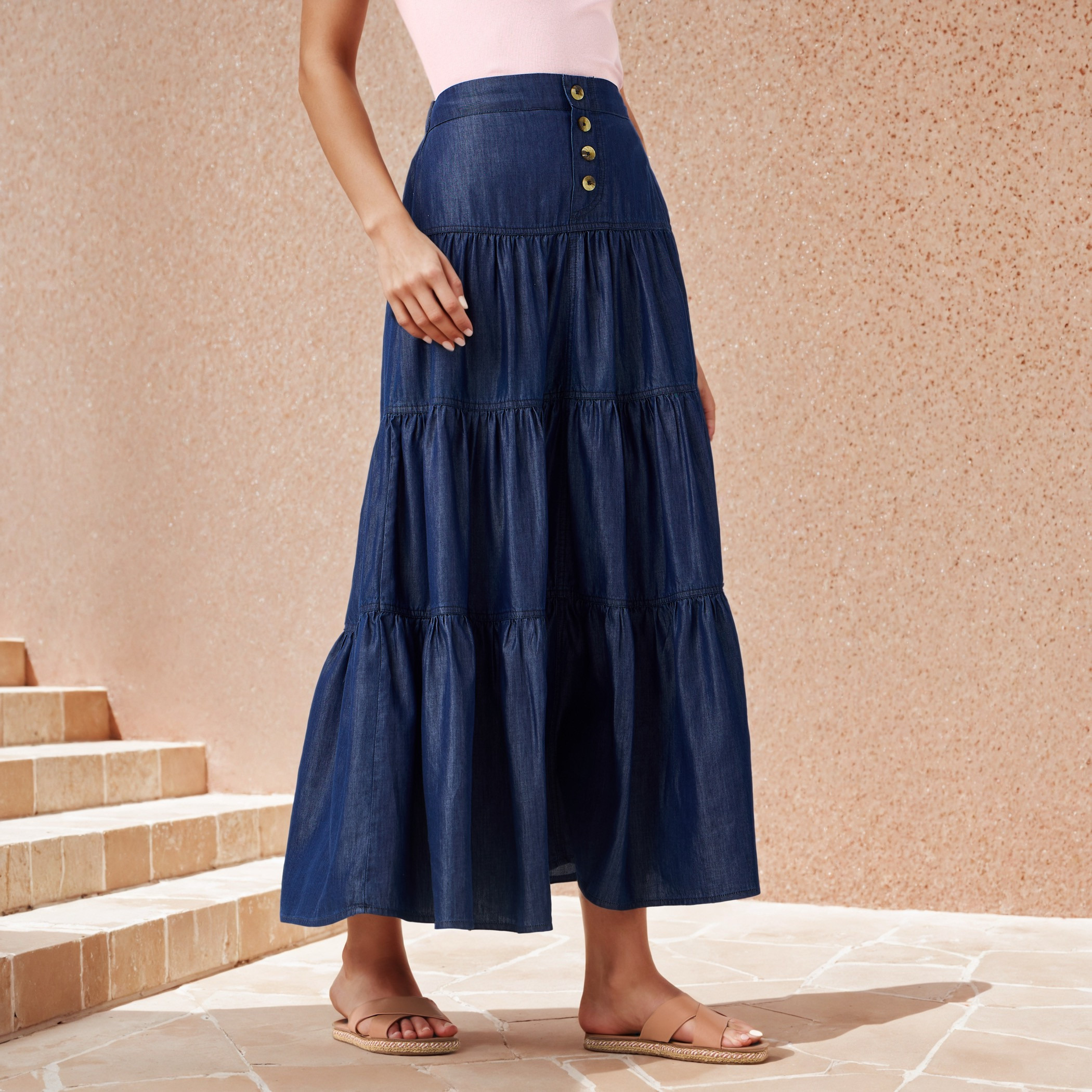 تنورة دنيم ماكسي متعددة الطبقات-women-clothing-bottoms-skirts-image-1