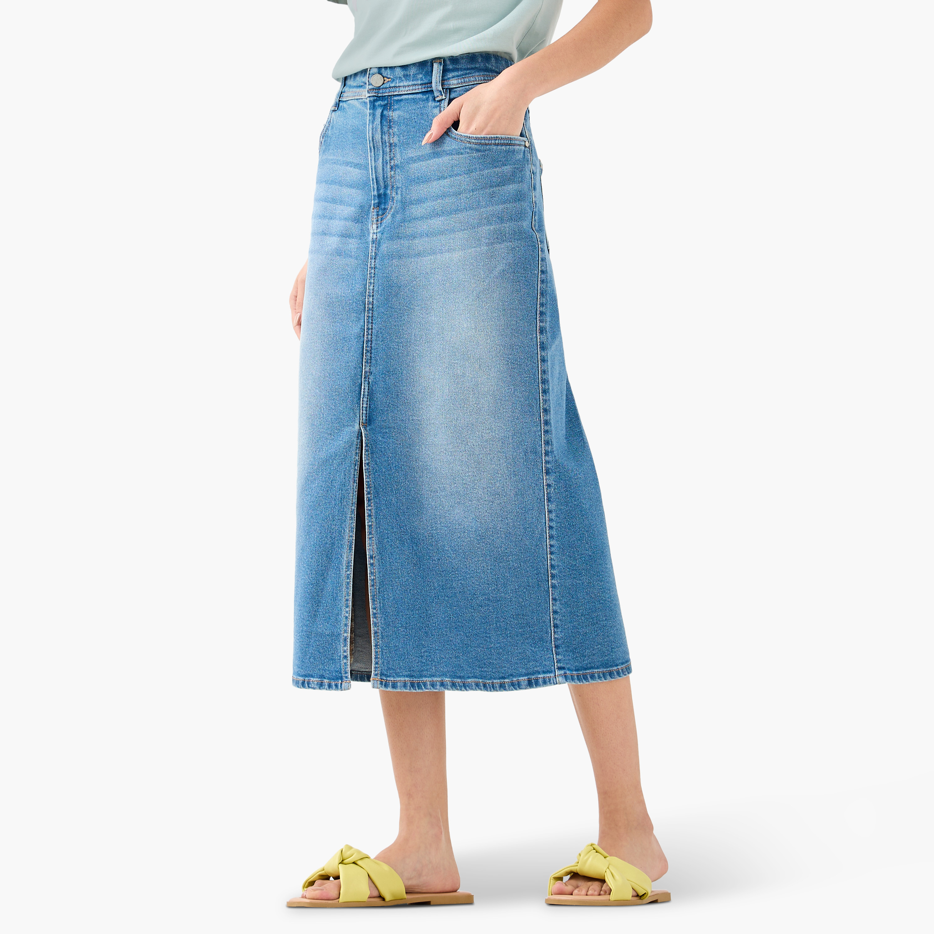 تنورة ميدي إيه لاين بفتحة أمامية-women-clothing-bottoms-skirts-image-1