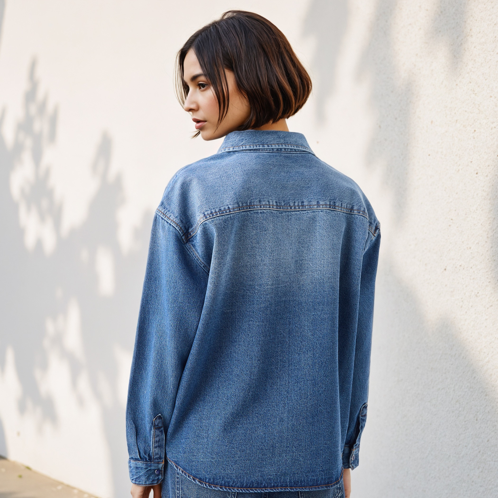 Oversized Collared Cotton Denim Shirt-women-clothing-shirtsandblouses-shirts-image-3