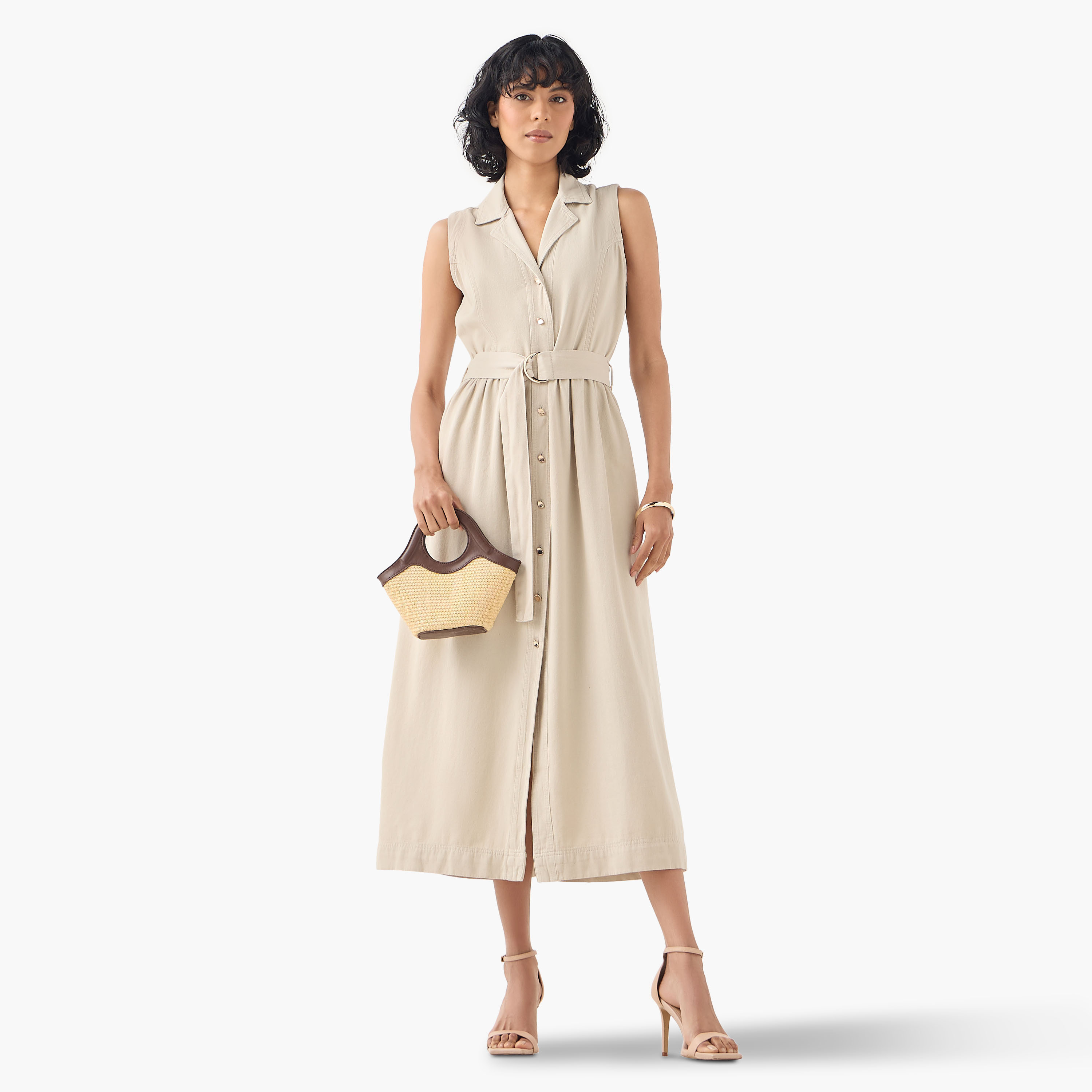 فستان قميص دنيم بدون أكمام مع حزام رباط-women-clothing-dresses-image-1