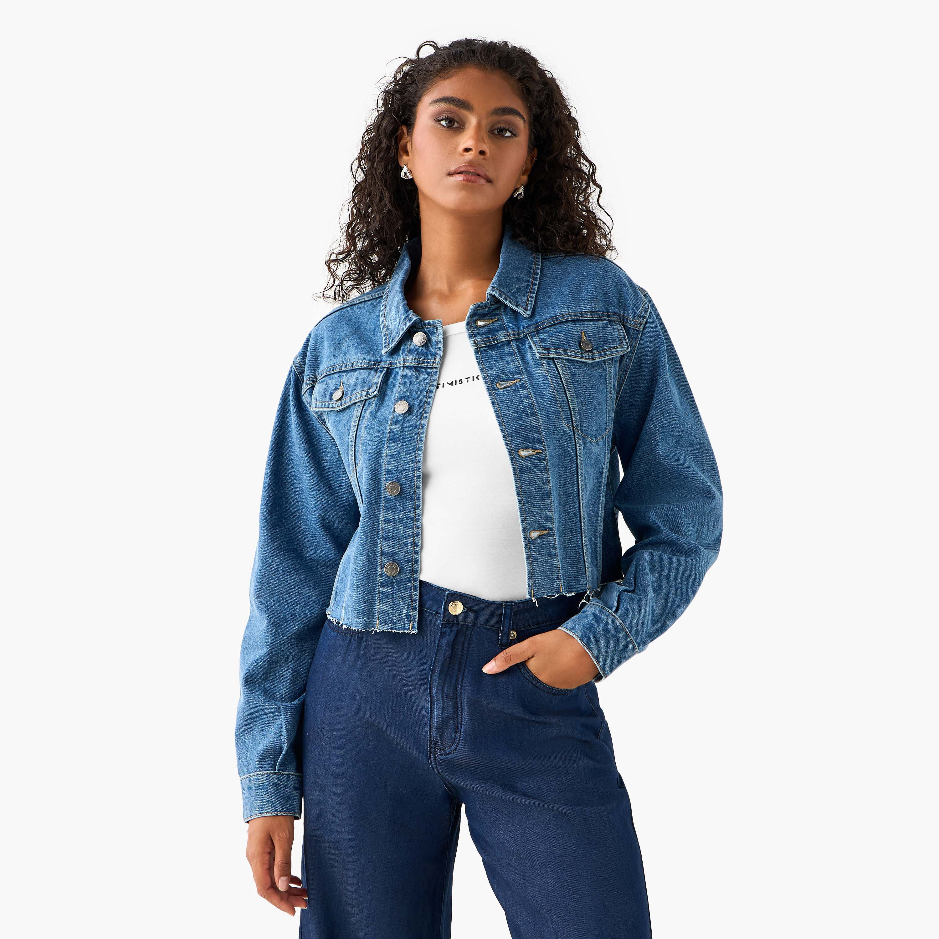 Flap Pocket Detail Trucker Jacket-women-winterwear-coatsandjackets-jackets-image-1