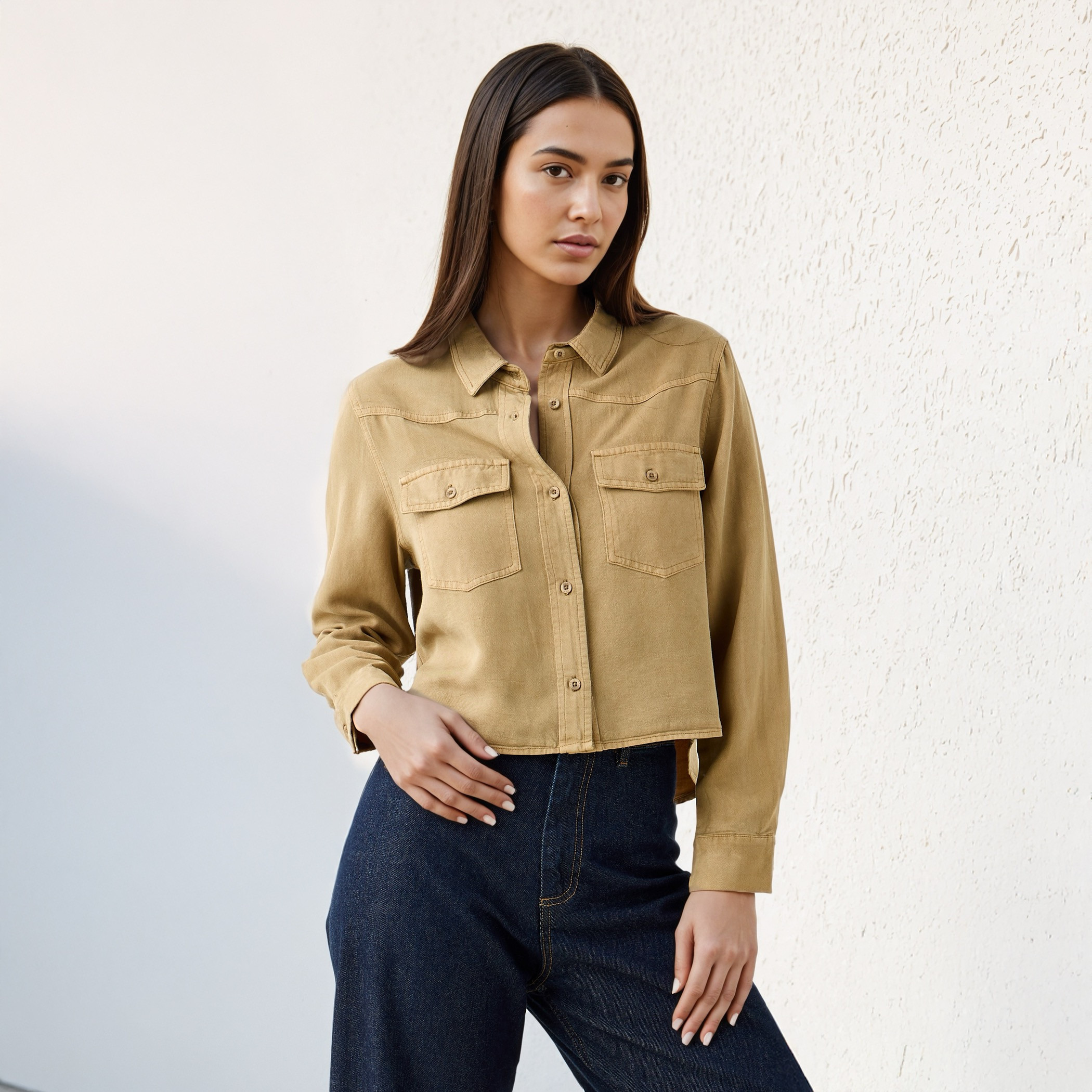 Regular Fit Denim Shirt-women-clothing-shirtsandblouses-shirts-image-1