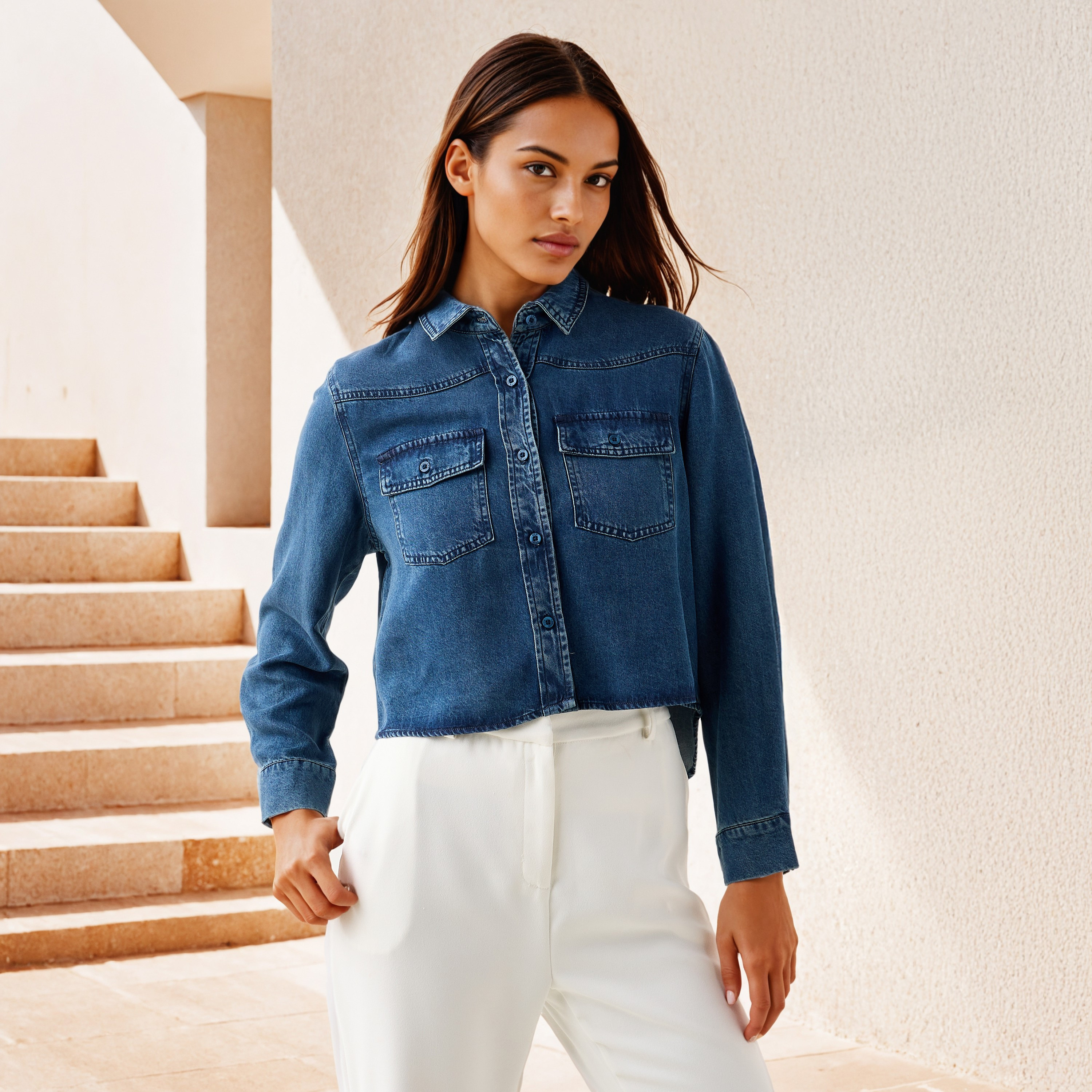 قميص دينم بقصة عادية-women-clothing-shirtsandblouses-shirts-image-1