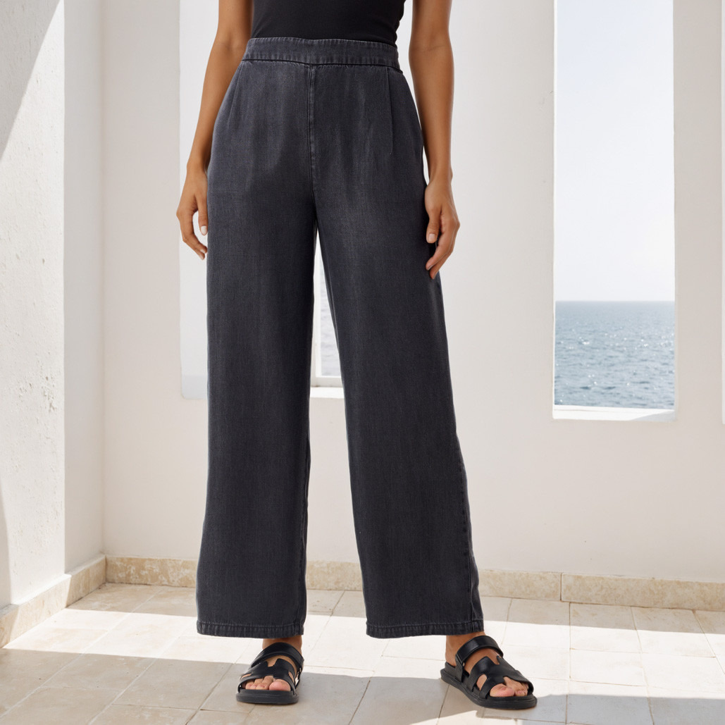 Wide-Leg Denim Flexi Waist Pants with Pockets-women-clothing-bottoms-trousers-image-1