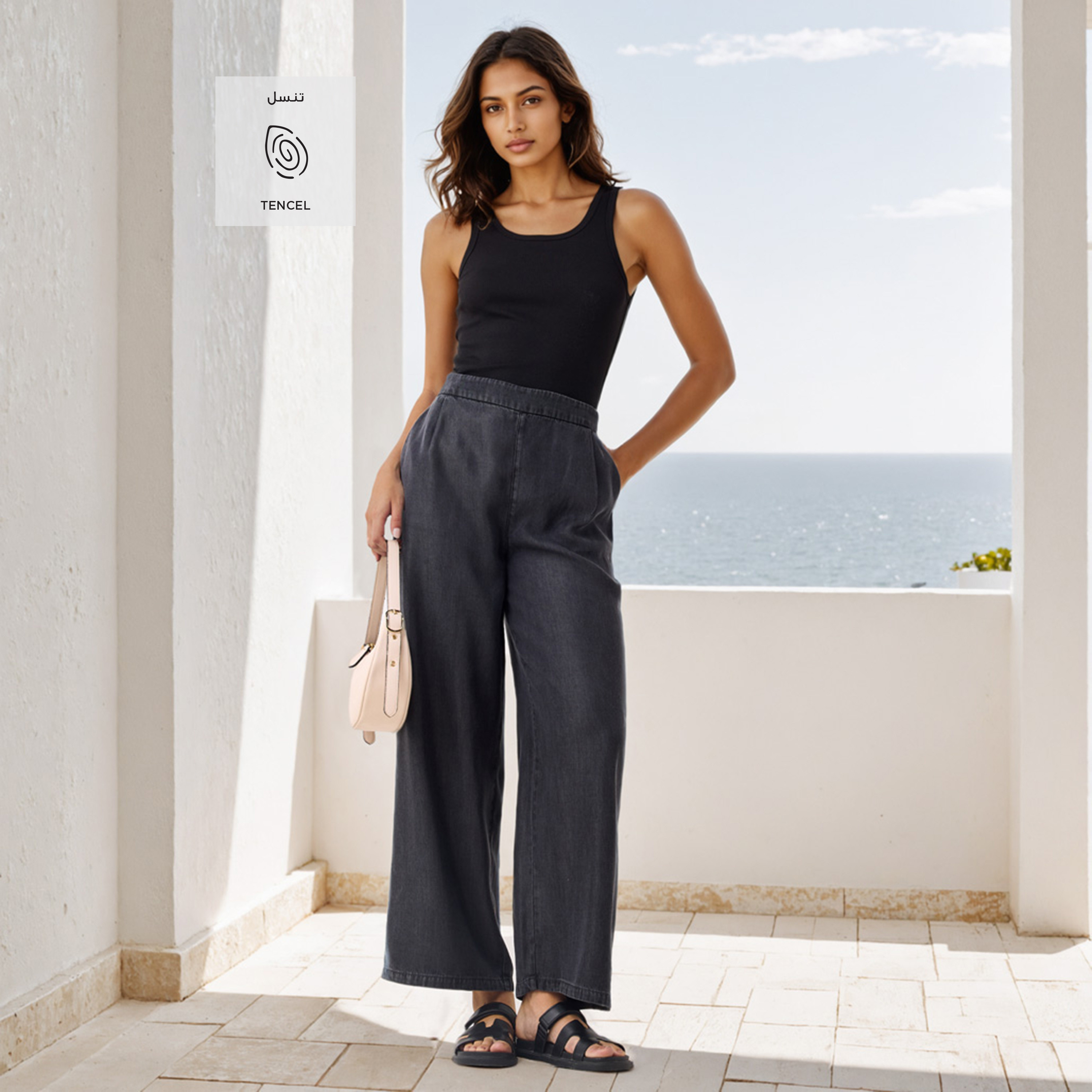 Wide-Leg Denim Flexi Waist Pants with Pockets-women-clothing-bottoms-trousers-image-2