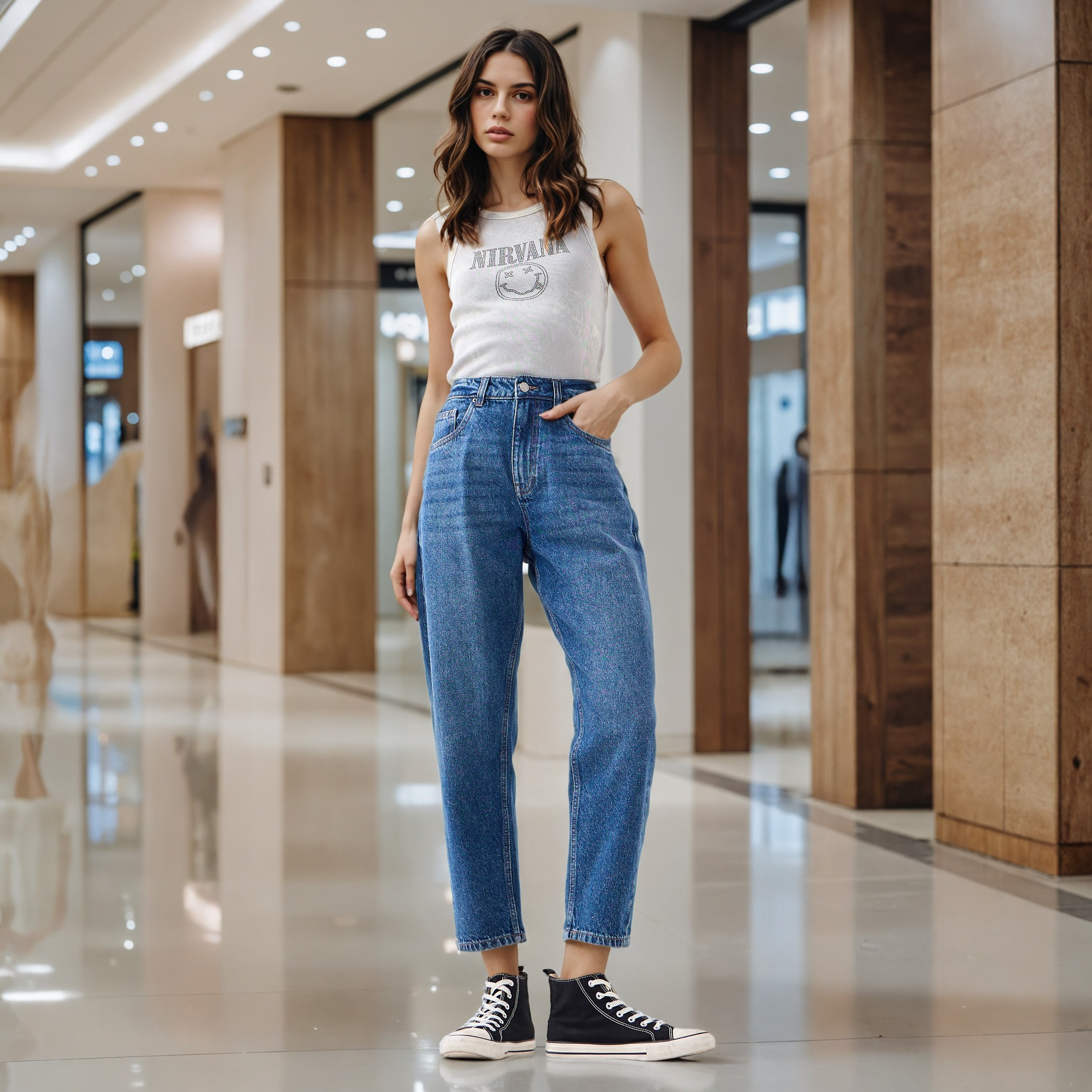 بنطلون جينز بقصة موم وخصر عالي مع جيوب-women-clothing-bottoms-jeans-image-12