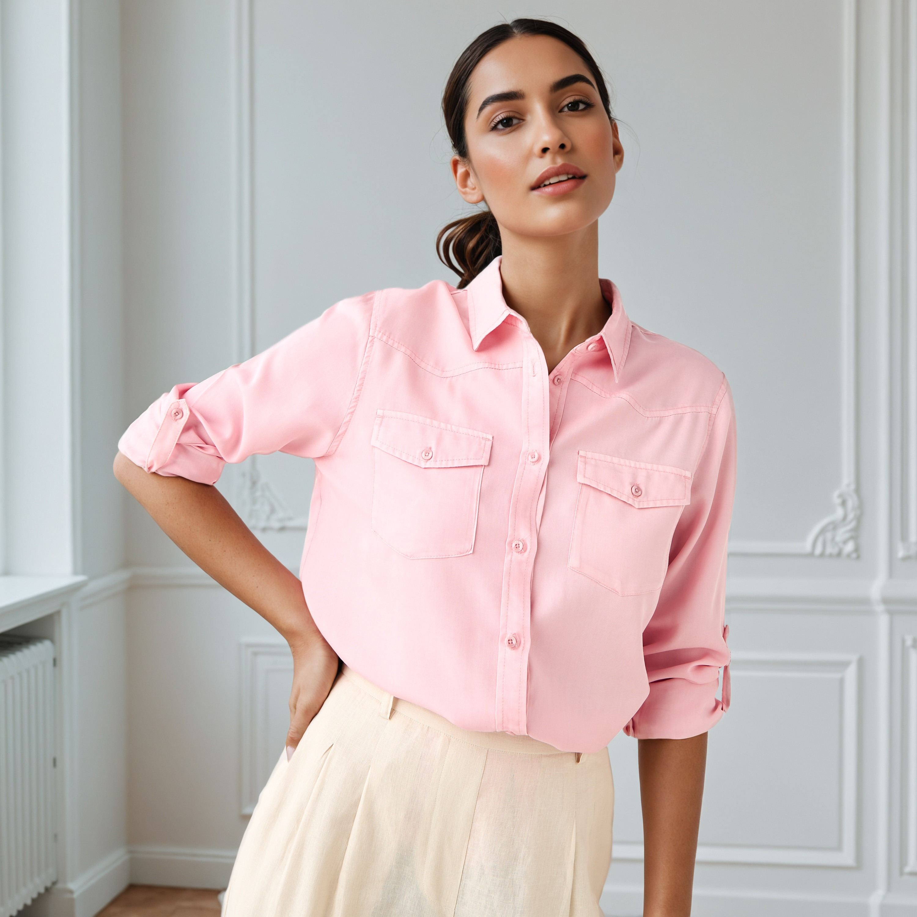 Regular Fit Denim Collar Shirt-women-clothing-shirtsandblouses-shirts-image-1