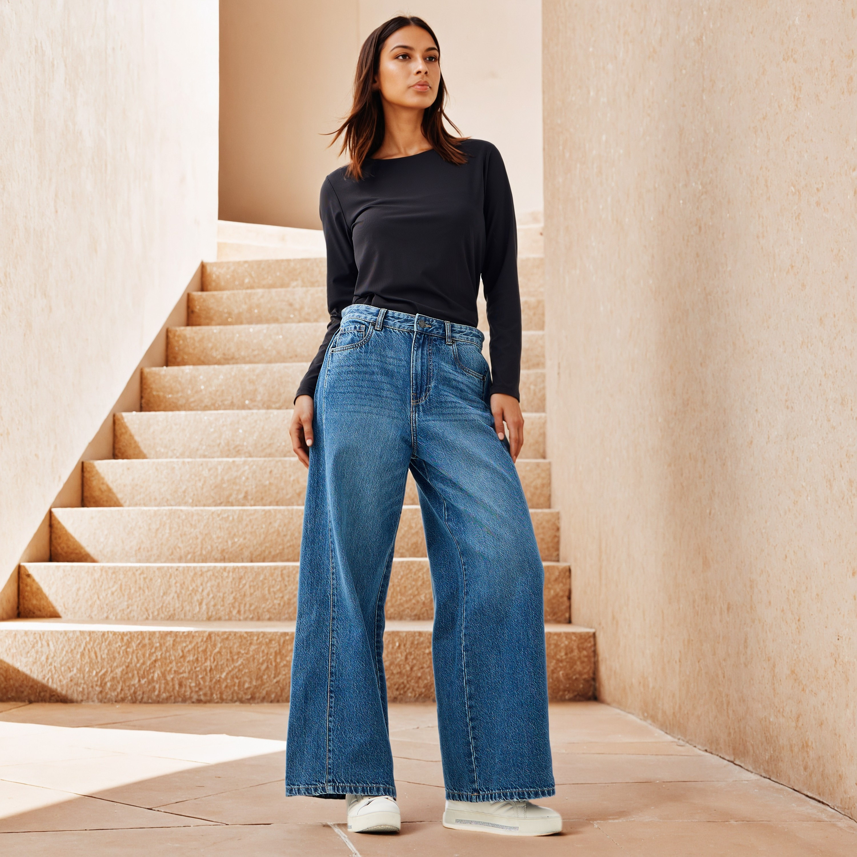 Front Seam Wide Leg Jeans-women-clothing-bottoms-jeans-image-2