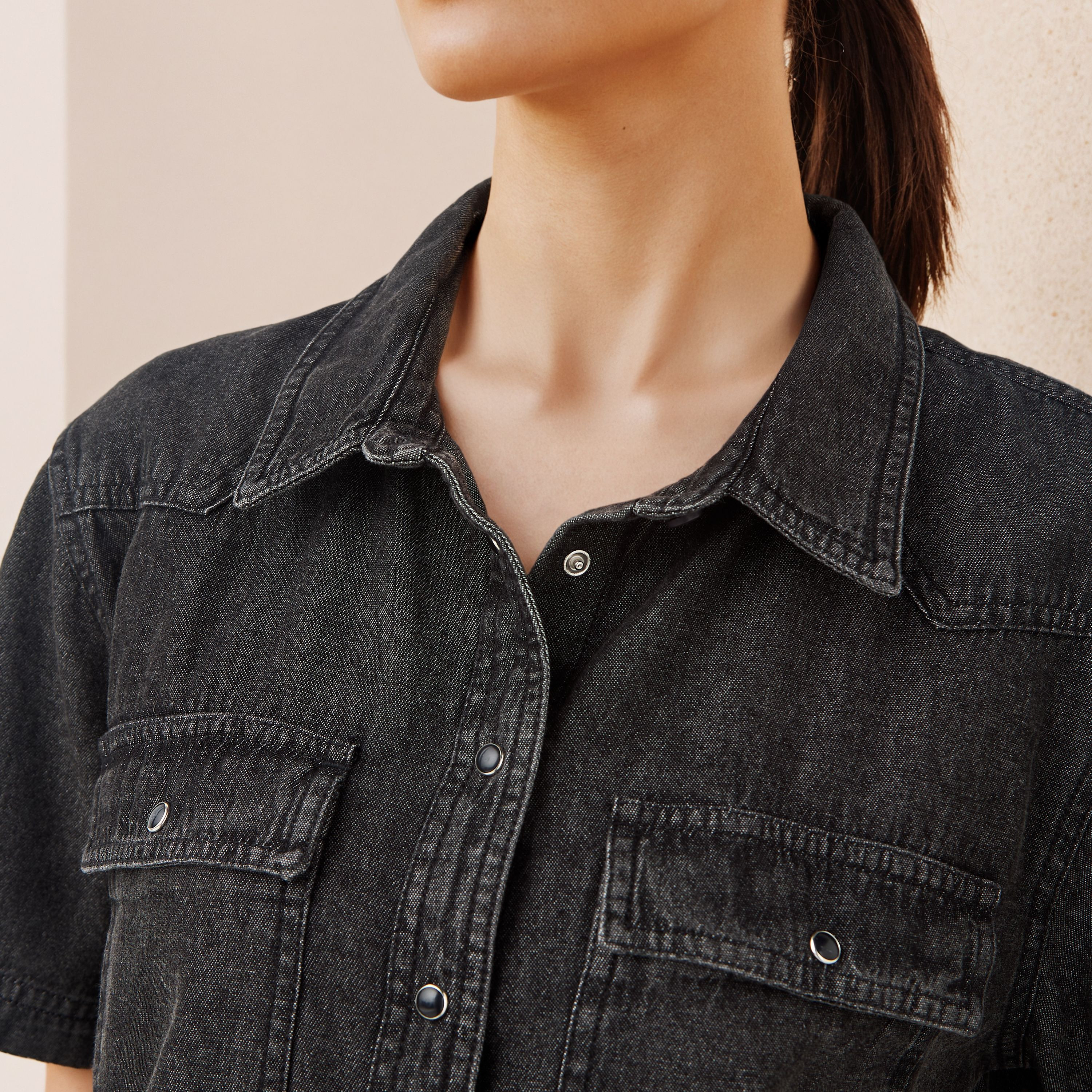 Regular Fit Denim Shirt with Pockets-women-clothing-shirtsandblouses-shirts-image-4