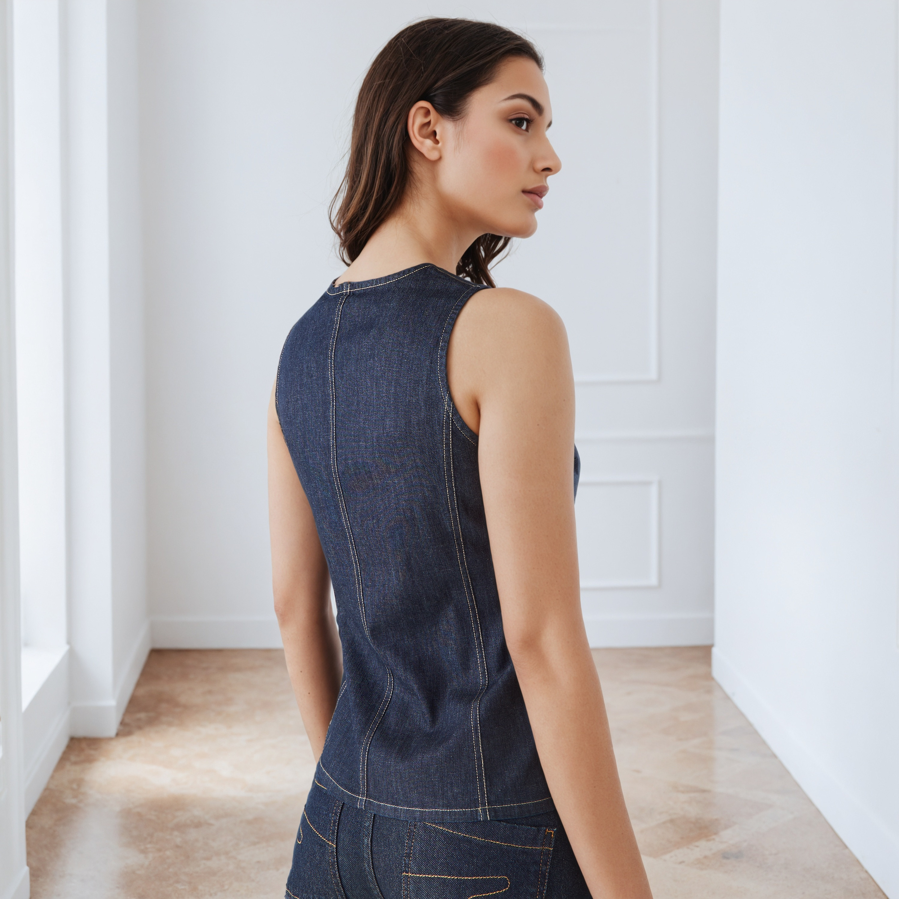 Sleeveless Denim Gilet with Button Closure-women-winterwear-coatsandjackets-jackets-image-4