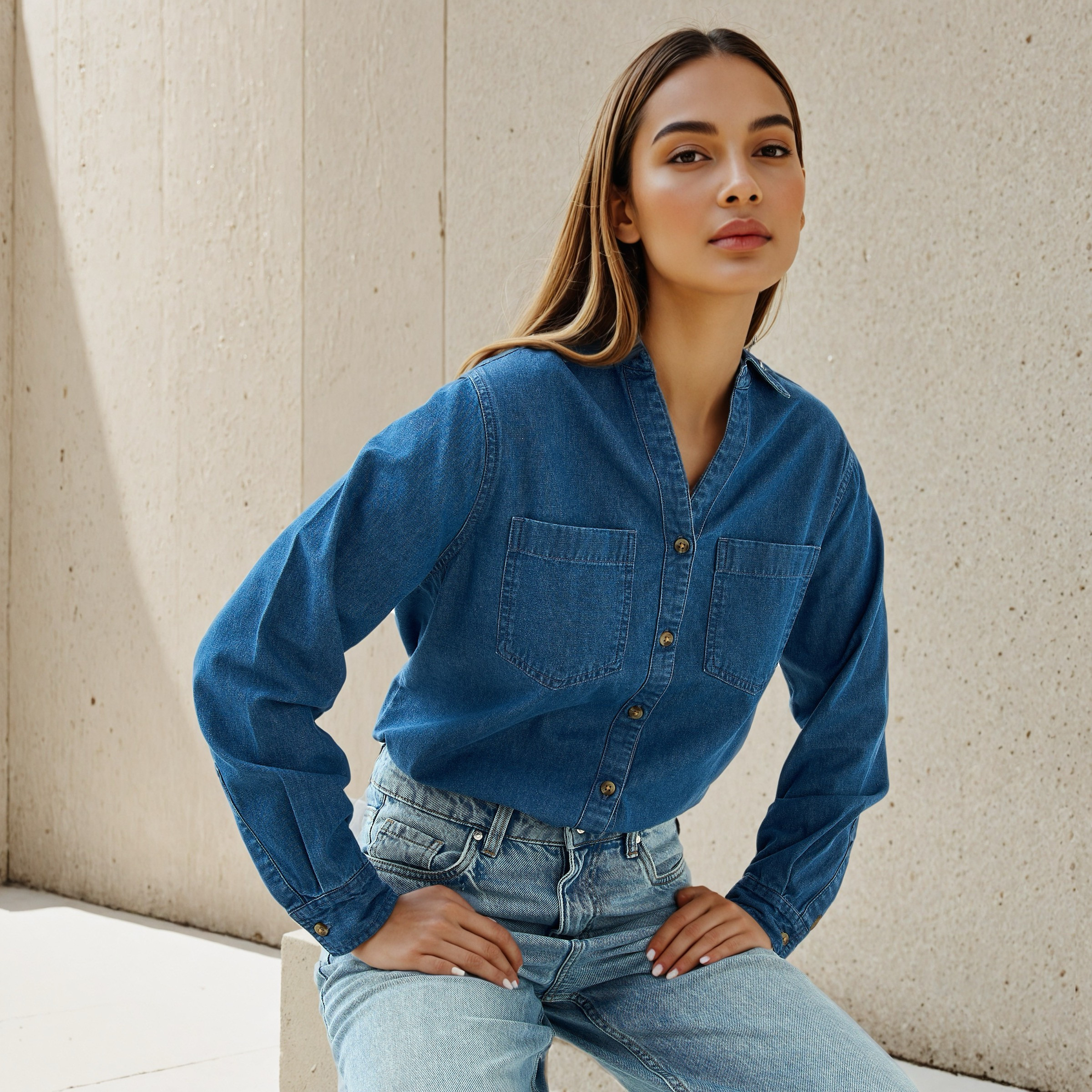 Regular Fit Denim Shirt-women-clothing-shirtsandblouses-shirts-image-1