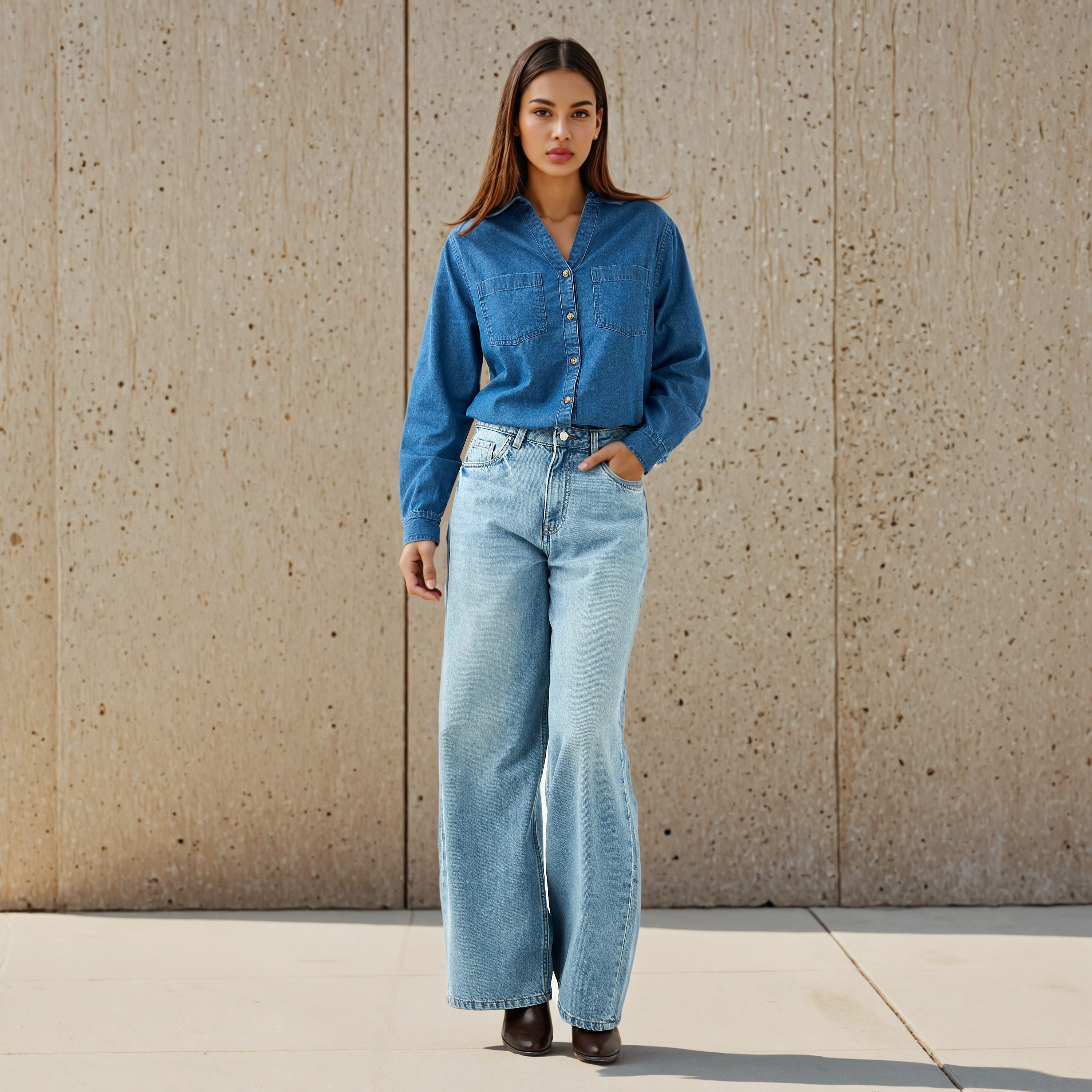 Regular Fit Denim Shirt-women-clothing-shirtsandblouses-shirts-image-2