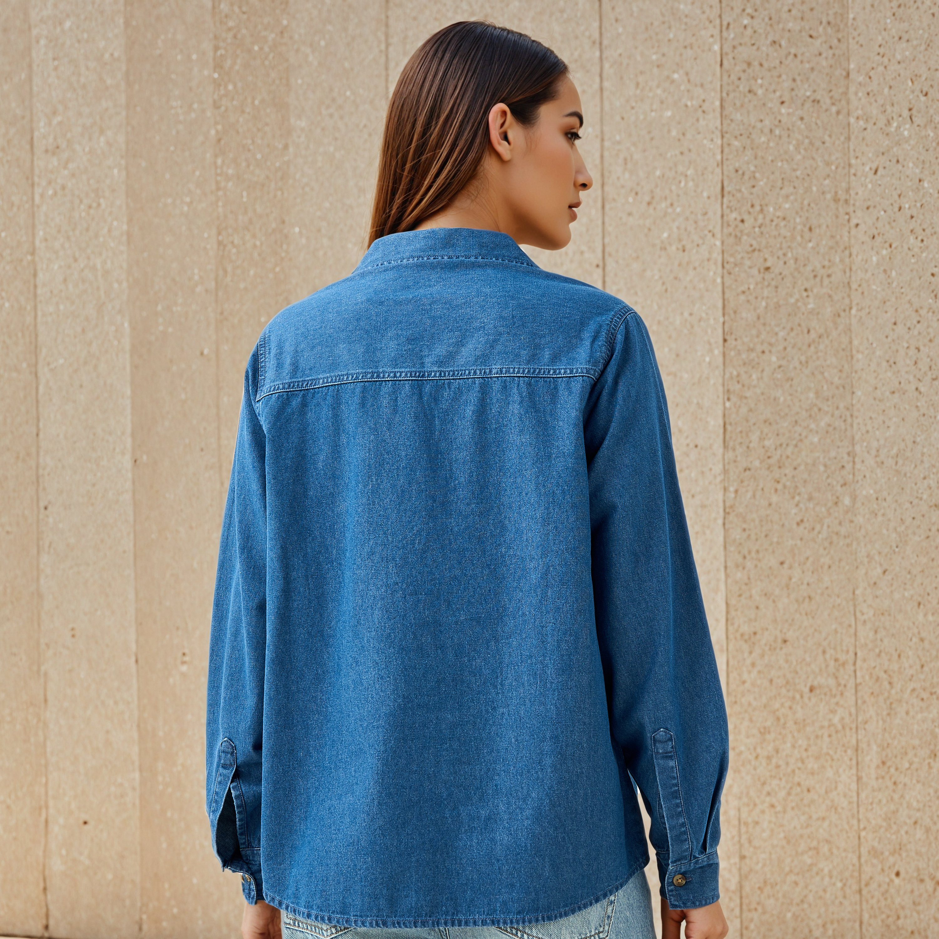 Regular Fit Denim Shirt-women-clothing-shirtsandblouses-shirts-image-4
