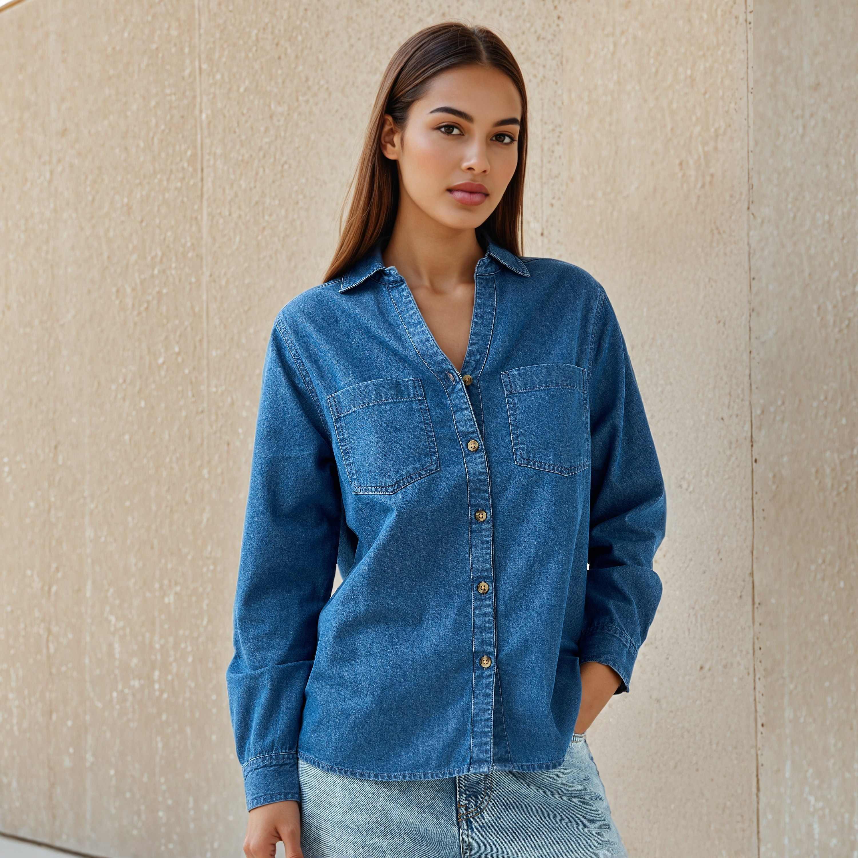 Regular Fit Denim Shirt-women-clothing-shirtsandblouses-shirts-image-5